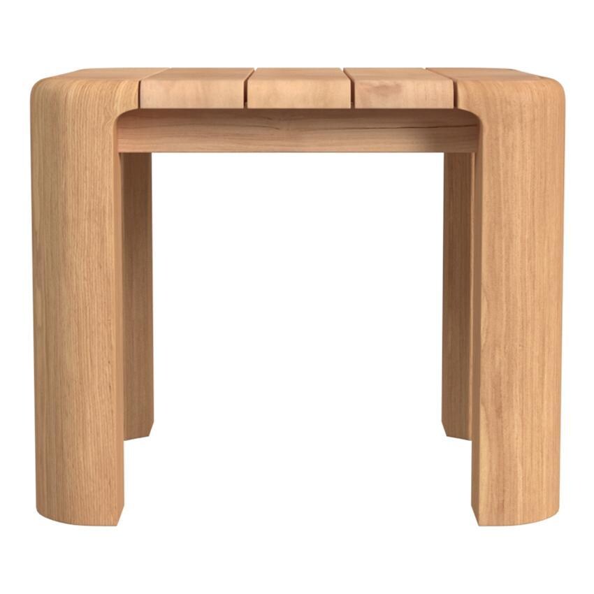 Natural Teak 24 Inch Light Wood Teak End Table by Sunset West - Alternate Side View - White Background thumbnail