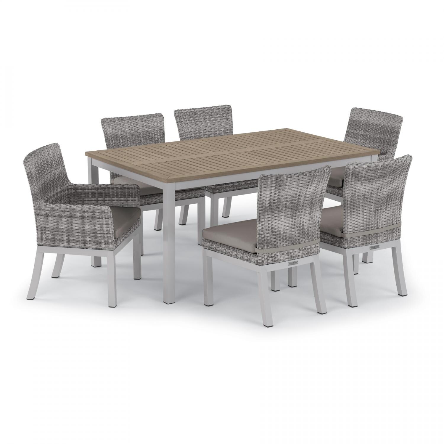 Argento 7 Piece Wicker Patio Dining Set W 63 X 40 Inch Rectangular Argento 7 Piece Wicker Patio Dining Set W 63 X 40 Inch Rectangular Tekwood Vintage Table Stone Cushions By Oxford Garden Bbqguys