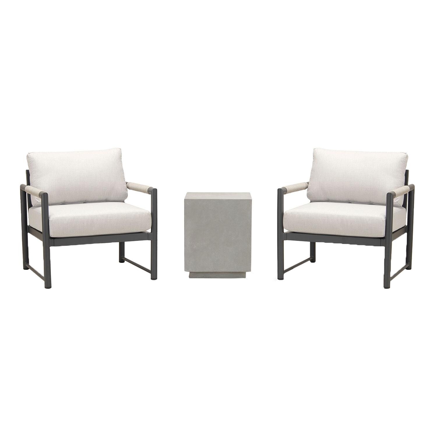 Lakeview AVEBAY-SL-PG-SET104-CS Avenue Bay Slate/Pebble Gray 3 Pc Chat Set - Cast Silver - Display - White Background thumbnail