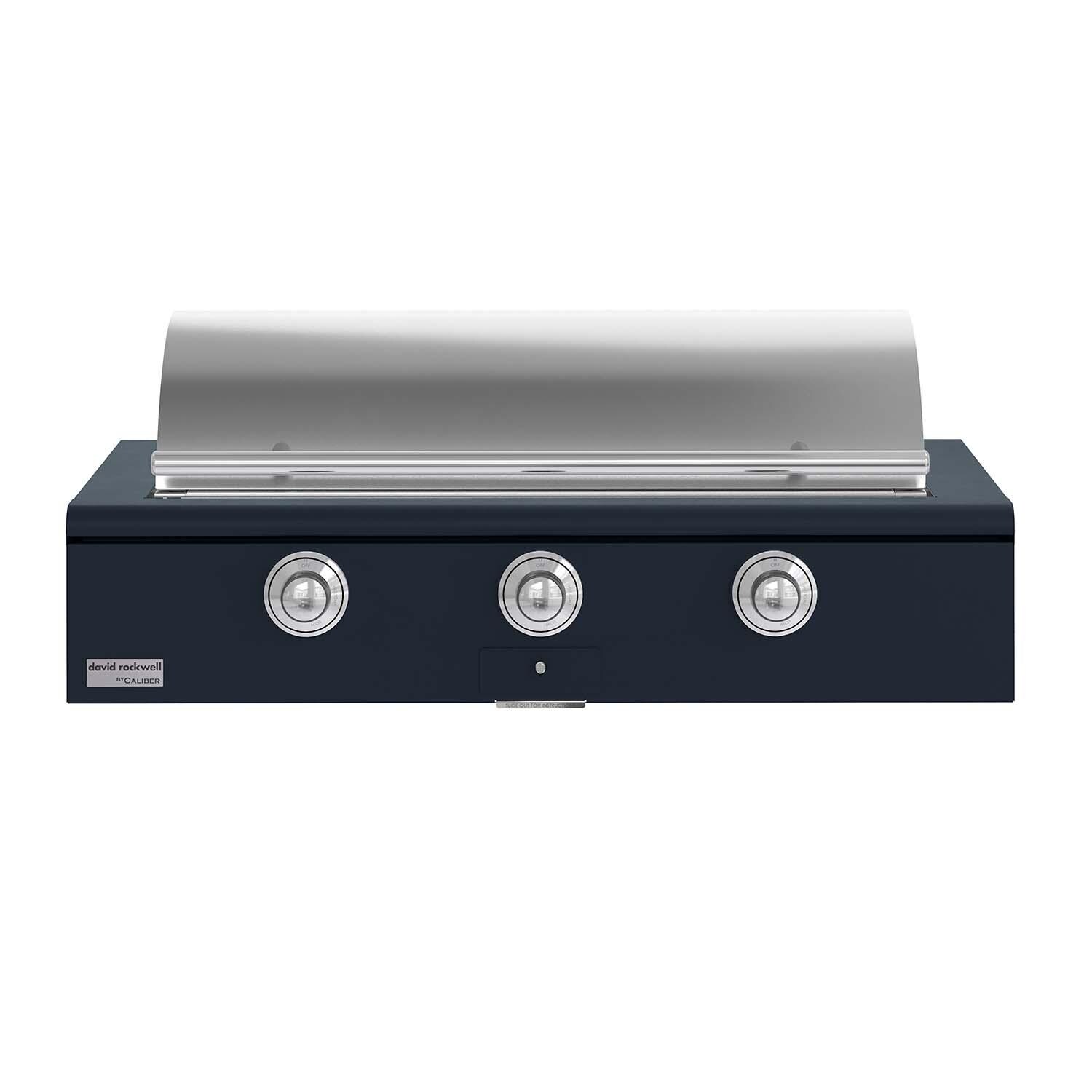 Caliber CRG-48BL00-A-104-H02 48-in Propane Built-In Rockwell Grill - Juniper w/ Chrome Hardware - Lid Closed - White Background thumbnail