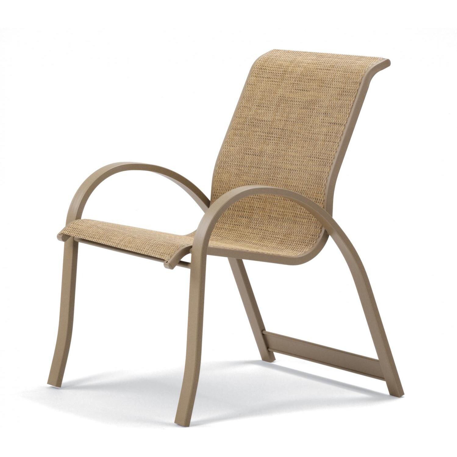 Aruba II Aluminum Stacking Patio Dining Arm Chair With Sling Seating By Telescope Casual