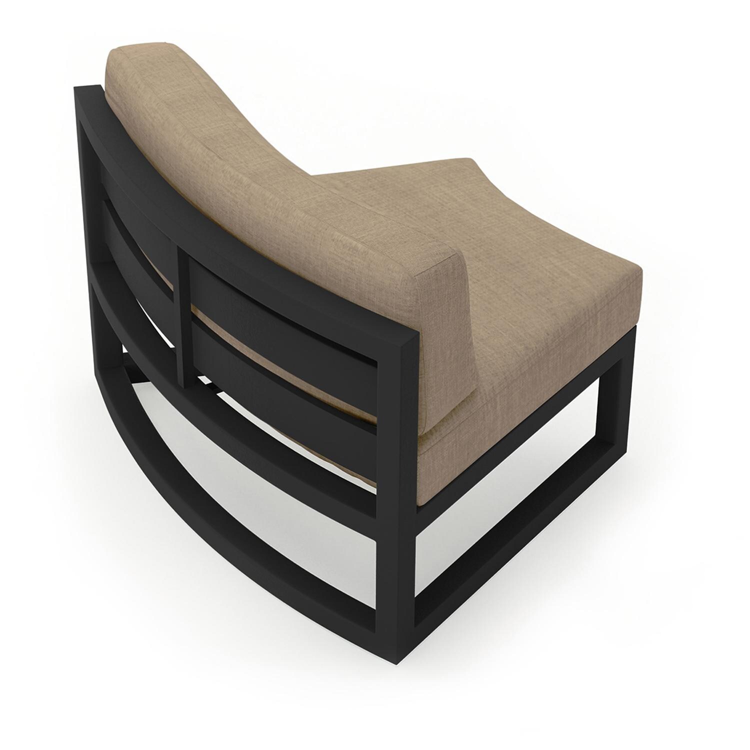 Lakeview MSTYCV-BK-CRVS-HB Misty Cove 2 Pc Aluminum Curve Club Chair in Black w/Heather Beige Cushions by Lakeview Outdoor Designs - Angled Back - White Background thumbnail