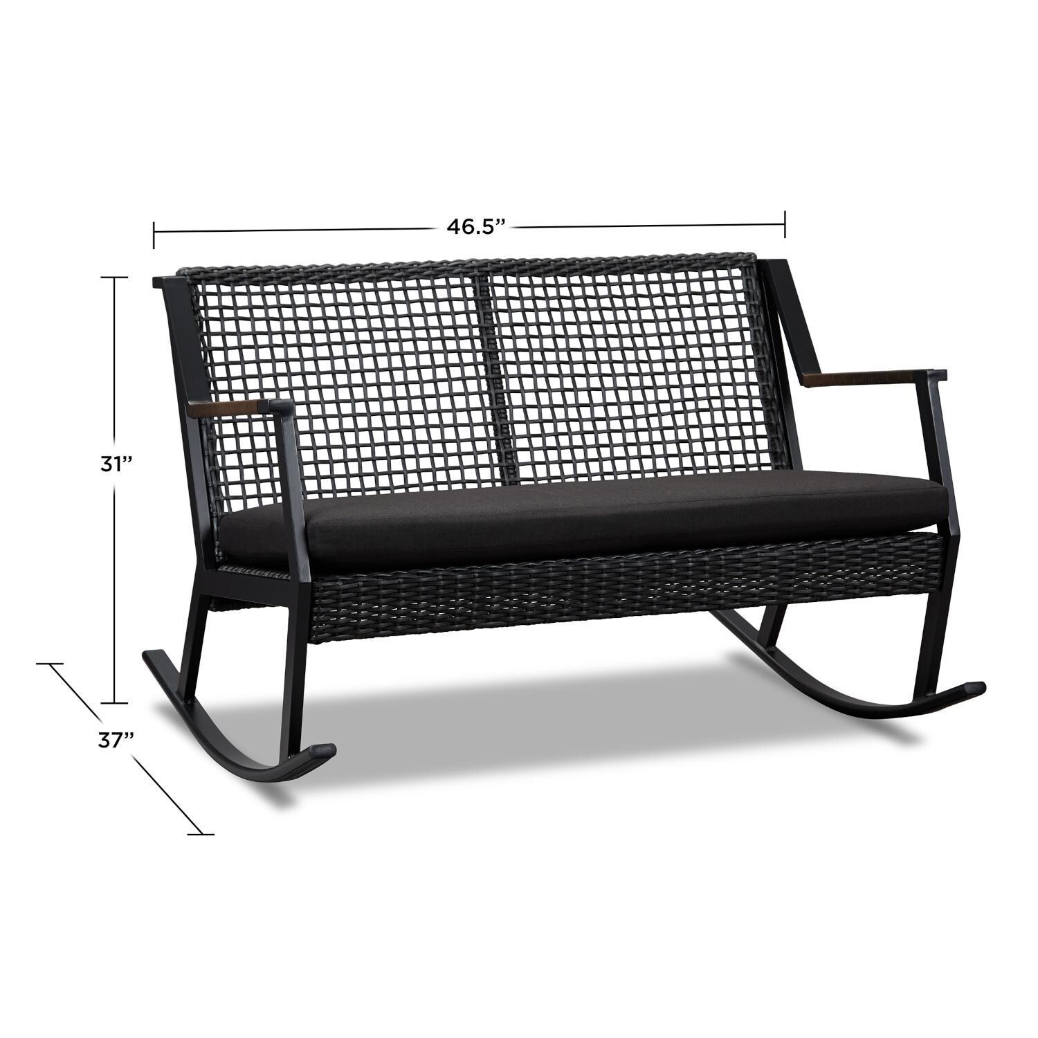 Lakeview Rustic Bay Black Aluminum Rocker Bench - Dimensional thumbnail