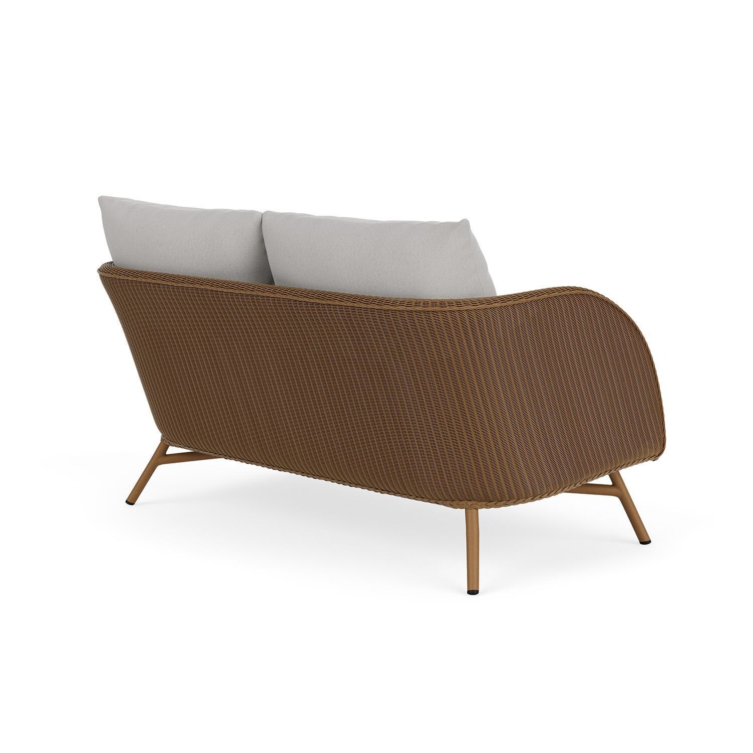 Lloyd Flanders Essence Loveseat W/Tundra Dove Fabric - Hickory Finish - Back Right thumbnail