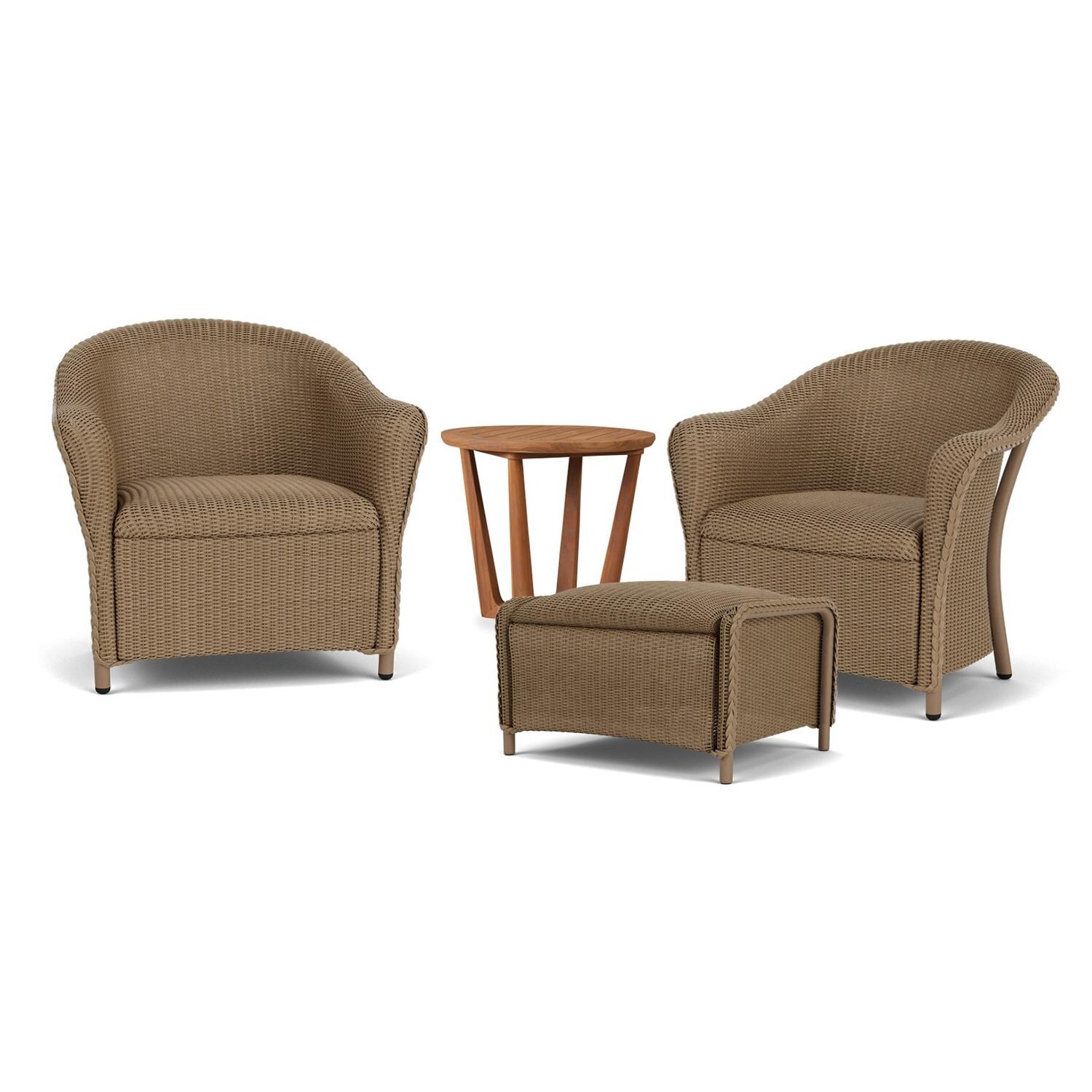 Lloyd Flanders Reflections 4-Piece Seating Set W/ Ottoman & End Table in Fawn Finish thumbnail