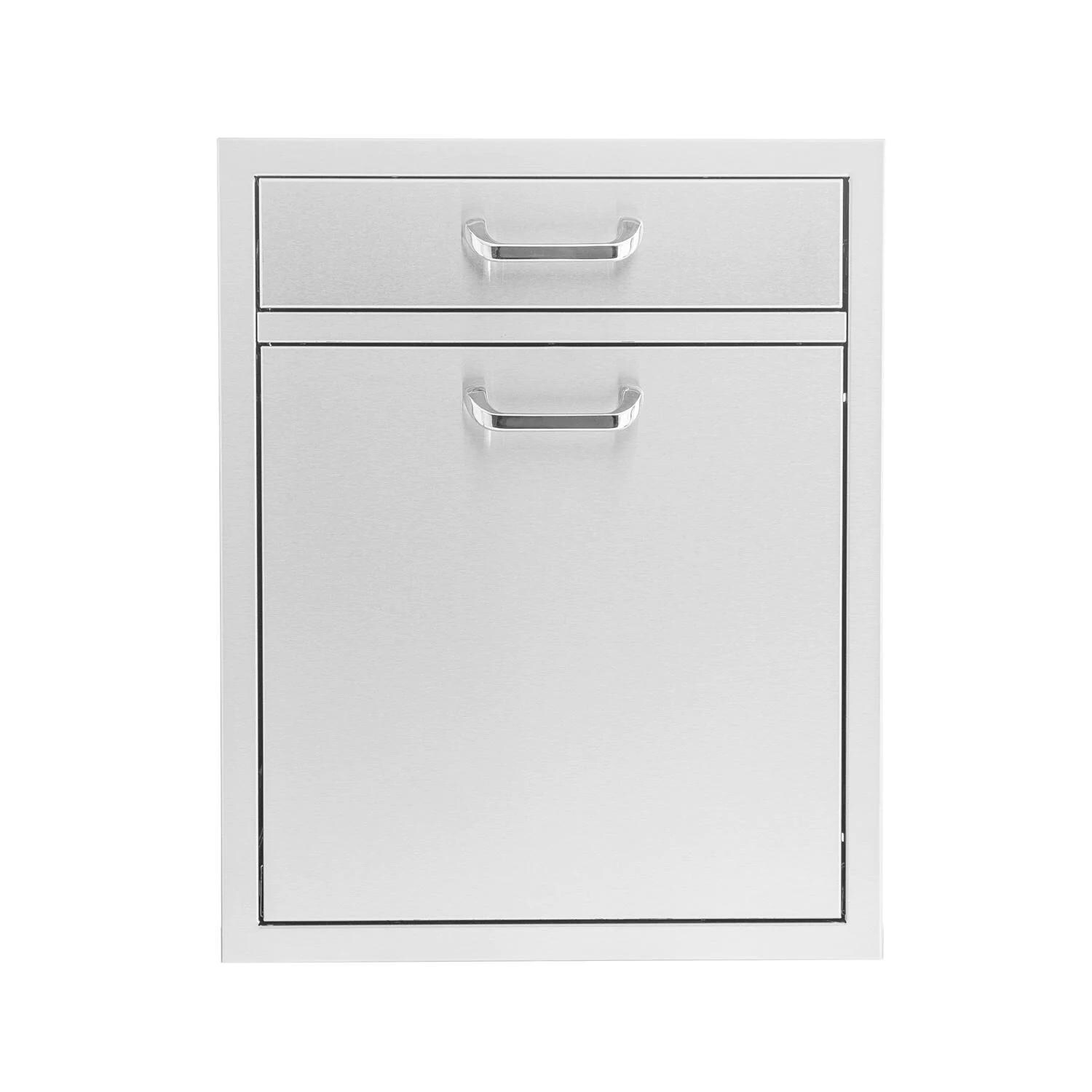 BBQGuys Signature 20-in Contempo/Traditional Stainless Steel Single Drawer With Roll-Out Trash & Recycling Bin Combo - Traditional - White Background