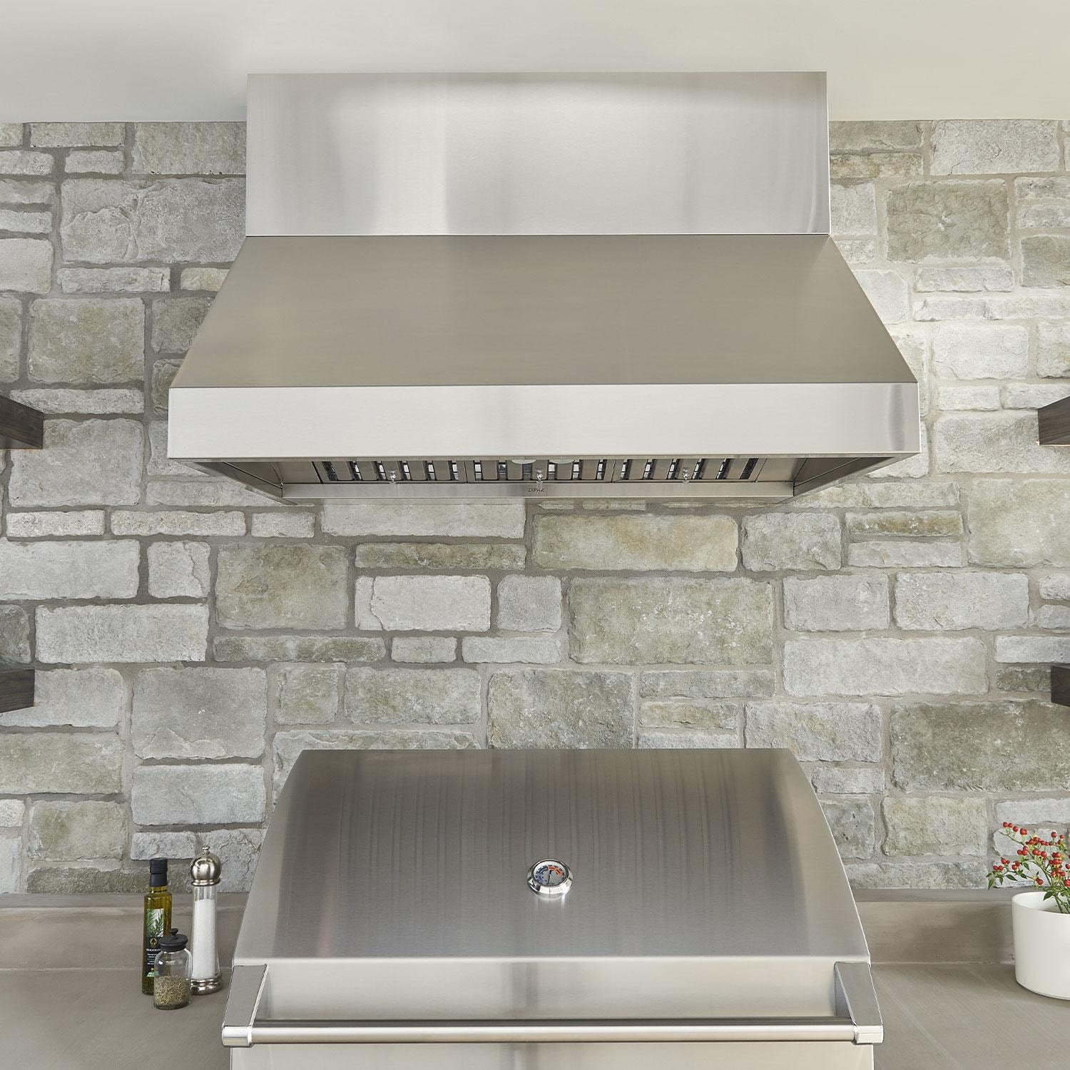 Zephyr AK7848CS 48-Inch Cypress Outdoor Wall Hood - Installed - Front View - Lifestyle  thumbnail