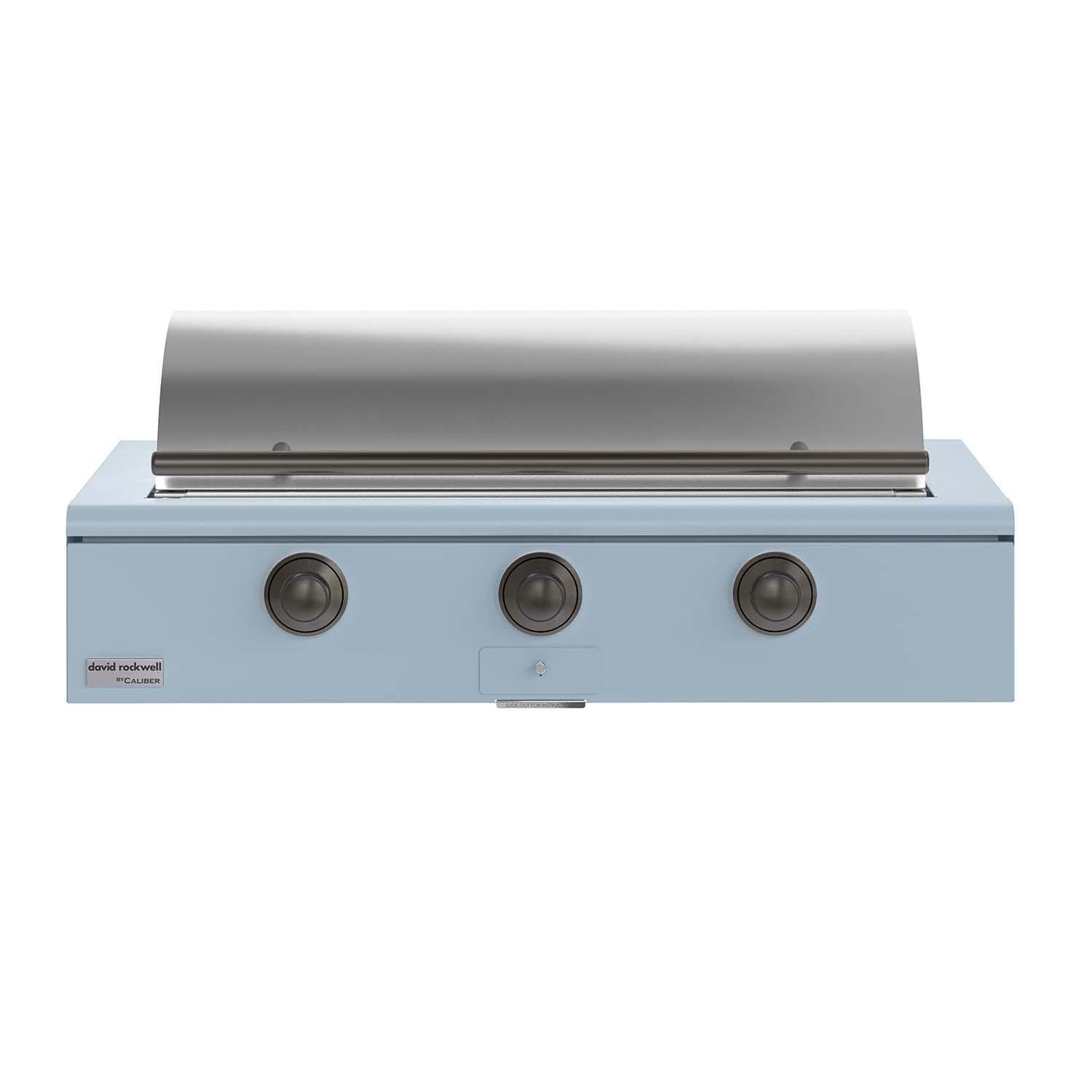 Caliber CRG-48BL00-A-152-H05 48-in Propane Built-In Rockwell Grill - Bluestone w/ Pewter Hardware - Lid Closed - White Background thumbnail