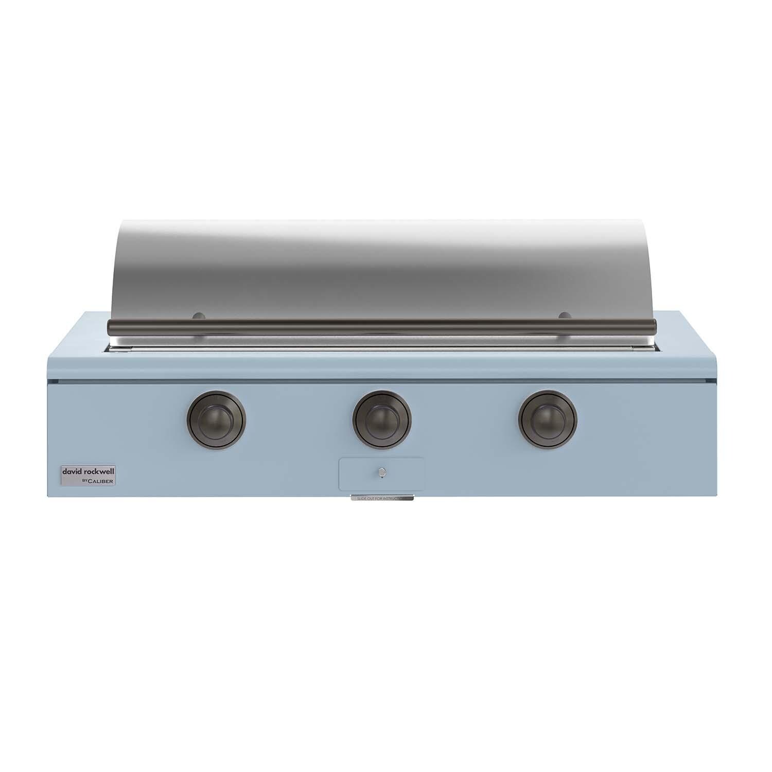 Caliber CRG-48BL00-A-152-H05 48-in Propane Built-In Rockwell Grill - Bluestone w/ Pewter Hardware - Lid Closed - White Background thumbnail