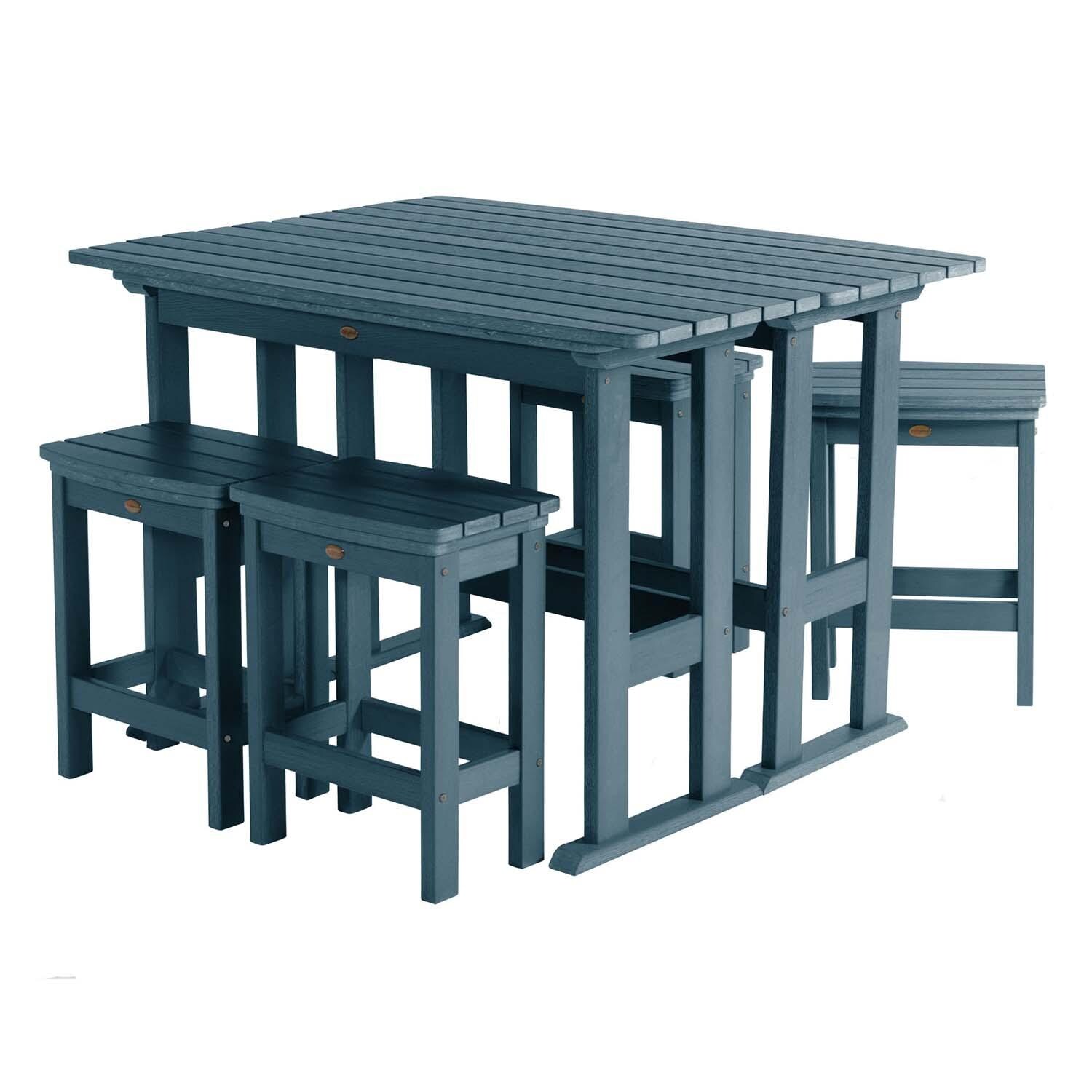 Hart Lane 6 Pc Recycled Plastic Counter Height Dining Set in Nantucket Blue By Lakeview - White Background thumbnail