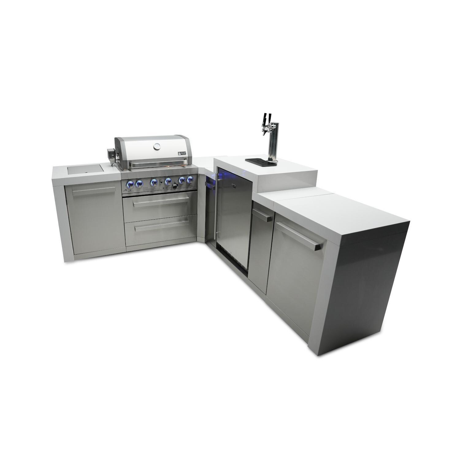 Mont Alpi 400 Deluxe Natural Gas Island w/ 90 Degree Corner & Kegerator (Ships Propane w/ Conversion Kit) - Island - White Background thumbnail
