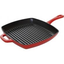 Lodge 10-Inch Colored Enamel Cast Iron Grill Pan Island Spice - Gradated Red - ECSGP43 image