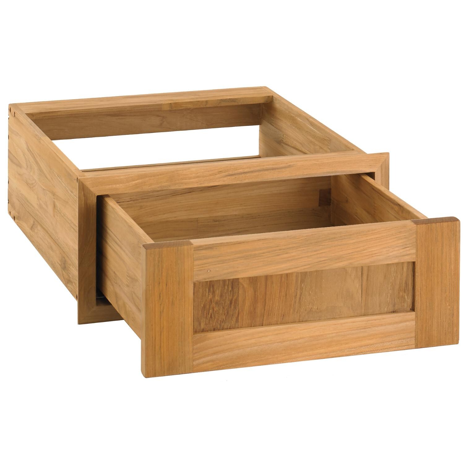 Pacific Teak UD1-18S | Shaker 18-inch Teak Wood Single Access Drawer - Open thumbnail