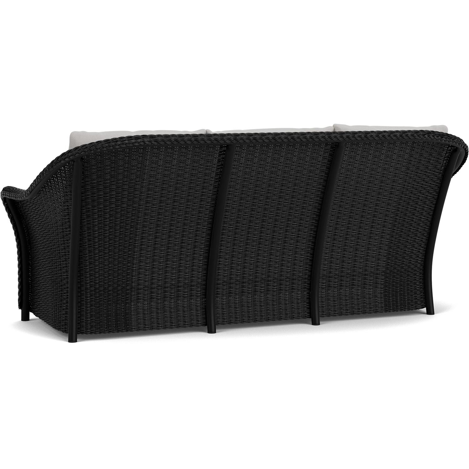 Lloyd Flanders Weekend Retreat Sofa in Ebony Finish W/ Tundra Dove Fabric - Back Left thumbnail