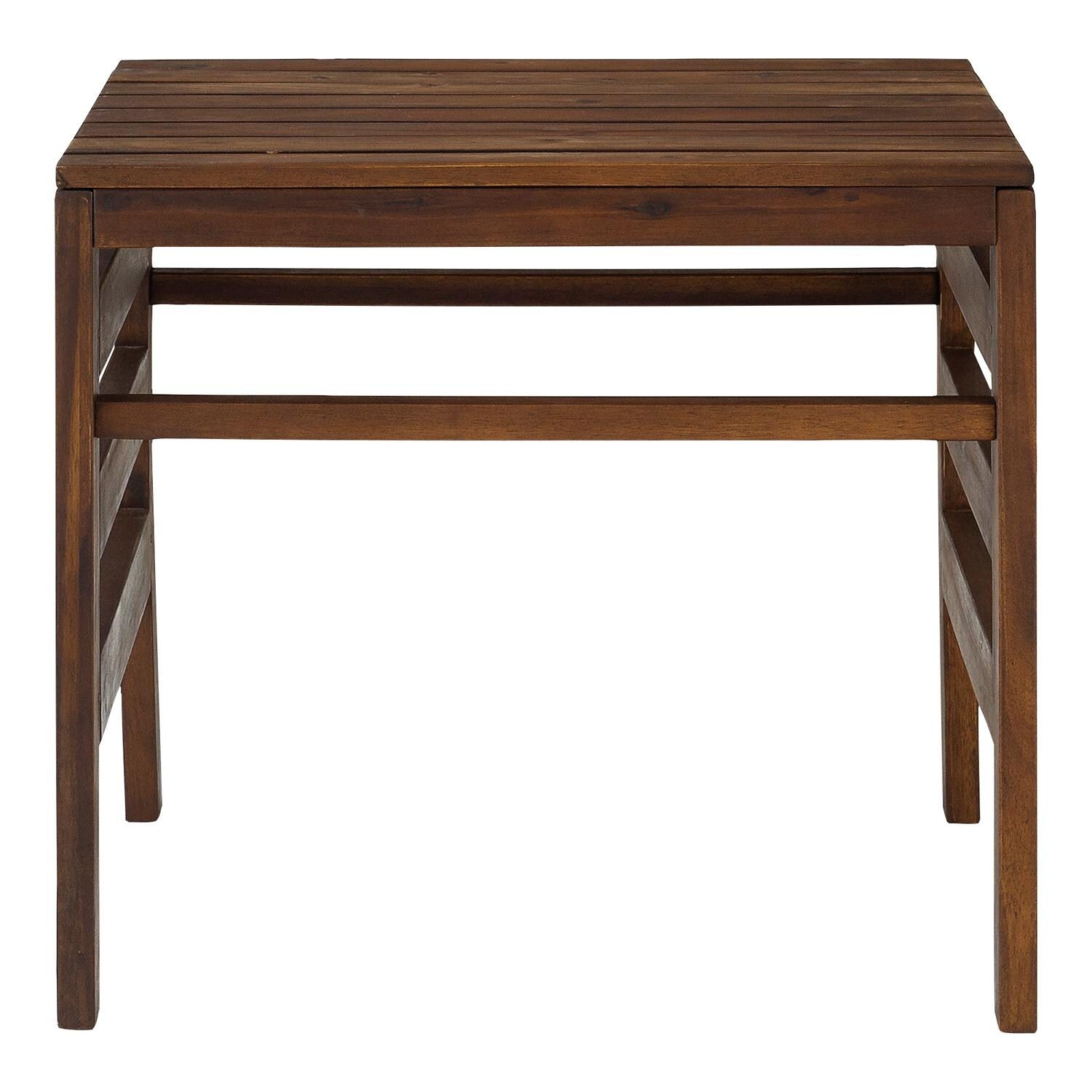 Walker Edison Sanibel 24 X 18 Inch Rectangular Acacia Patio End Table - Dark Brown image