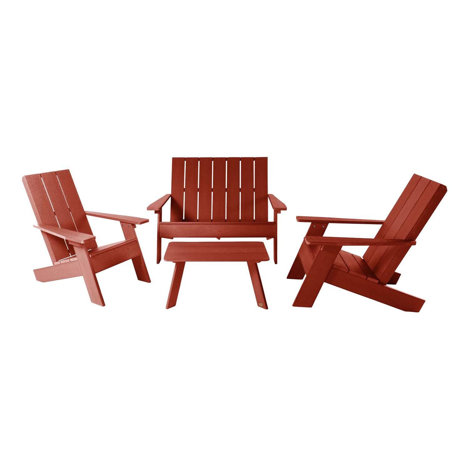 Classical Cove 4 Pc Set Polyresin Seating Set in Rustic Red By Lakeview Outdoor Designs - White Background thumbnail