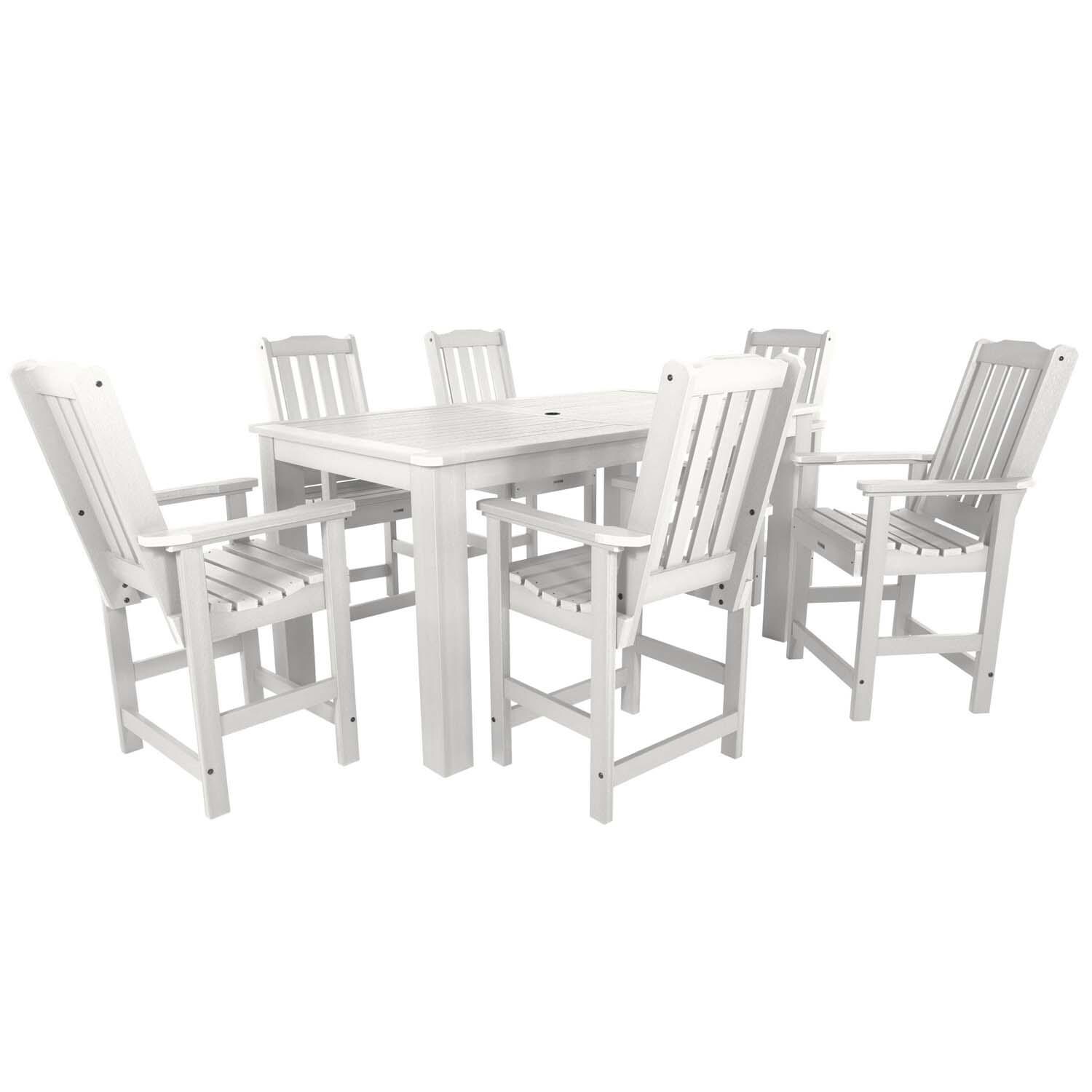 Hart Lane 7 Pc Rectangular Counter Height Dining Set in White By Lakeview Outdoor Designs - White Background thumbnail