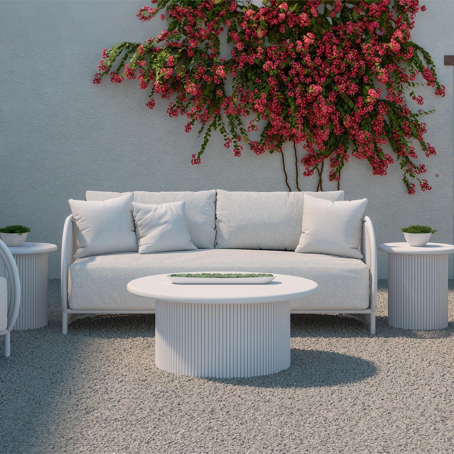 Azzurro Living Kamari Woven Rope Sofa in White Mist/Cloud - Set (Table & Chairs Sold Separately) - Lifestyle thumbnail