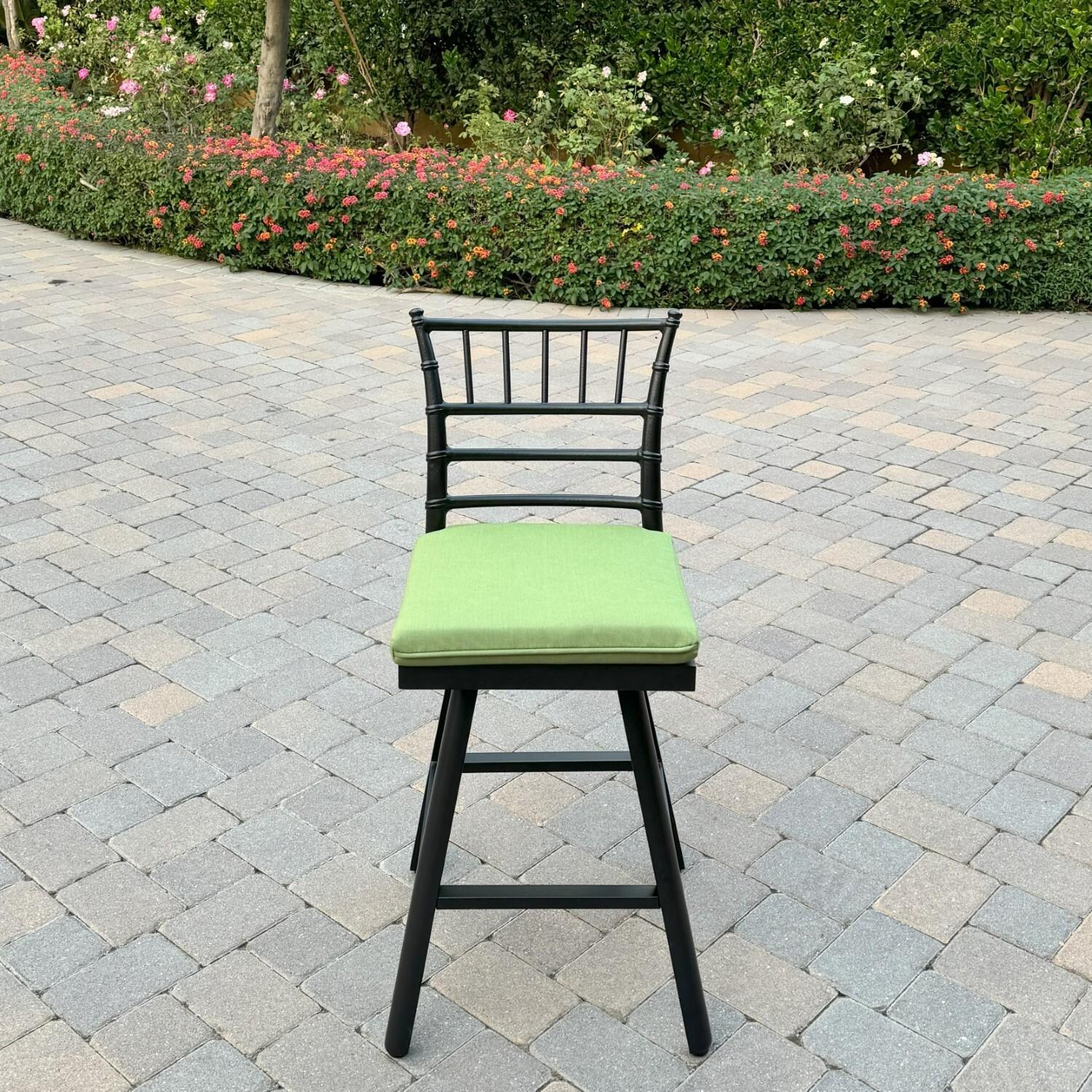 Bella 2 Pc Aluminum Swivel Counter Height Bar Stool Set in Green/Dark Brown by Darlee - Front - Lifestyle thumbnail