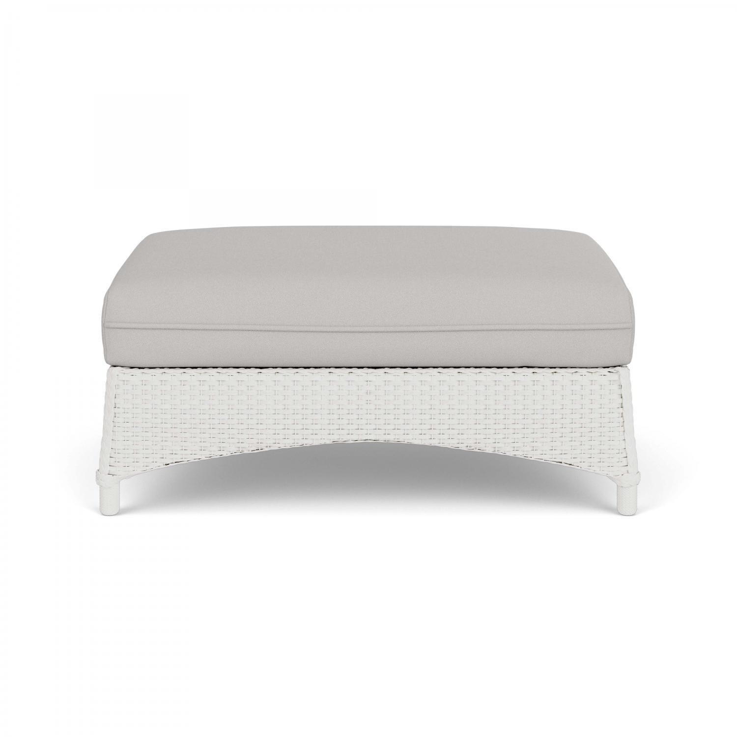 Lloyd Flanders Mandalay Large Ottoman in Matte White Finish with Tundra Dove fabric - Back thumbnail