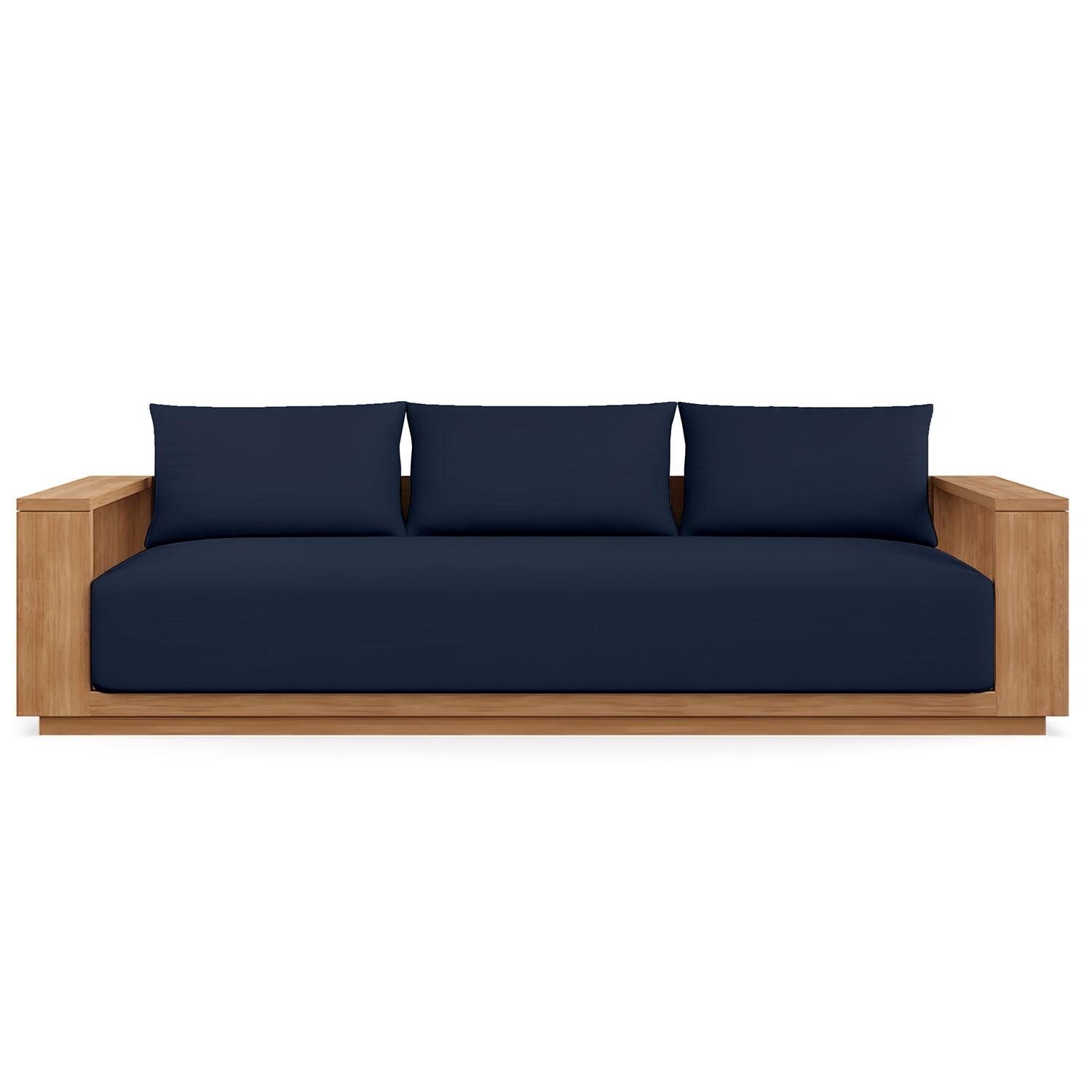 Bellawood 3 Person Teak Luxe Sofa in Indigo by Lakeview Outdoor Designs - White Background thumbnail