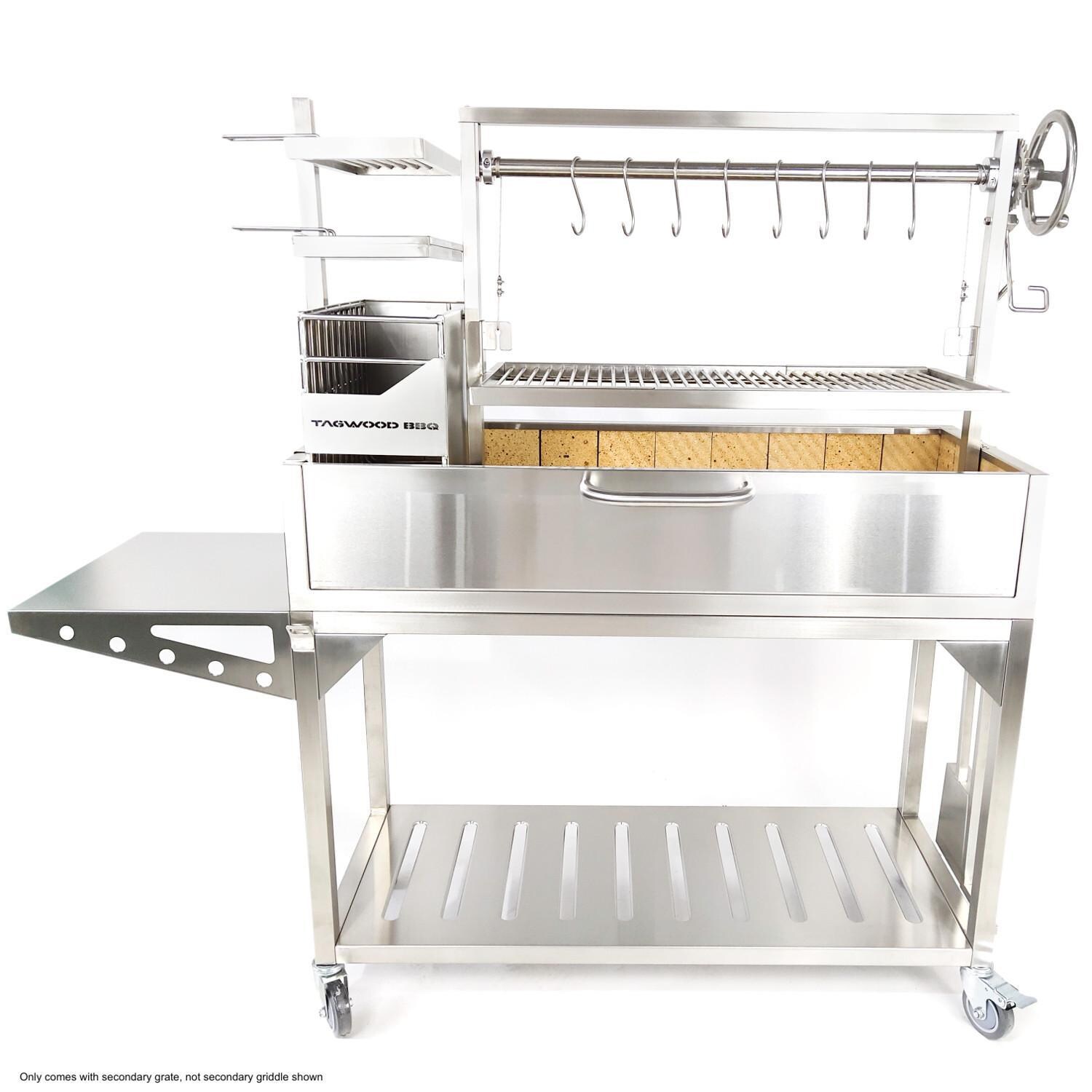 Tagwood BBQ BBQ03SSF Fully Assembled All Stainless Steel Argentine Santa Maria Wood Fire & Charcoal Grill