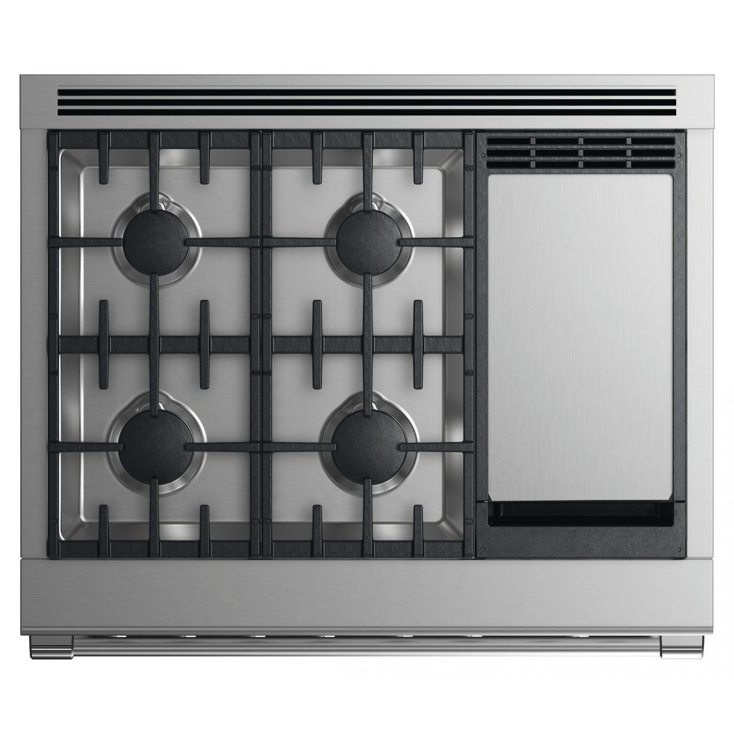Fisher Paykel Professional 36-Inch 4-Burner Dual-Fuel Gas Range With Griddle - Top View thumbnail