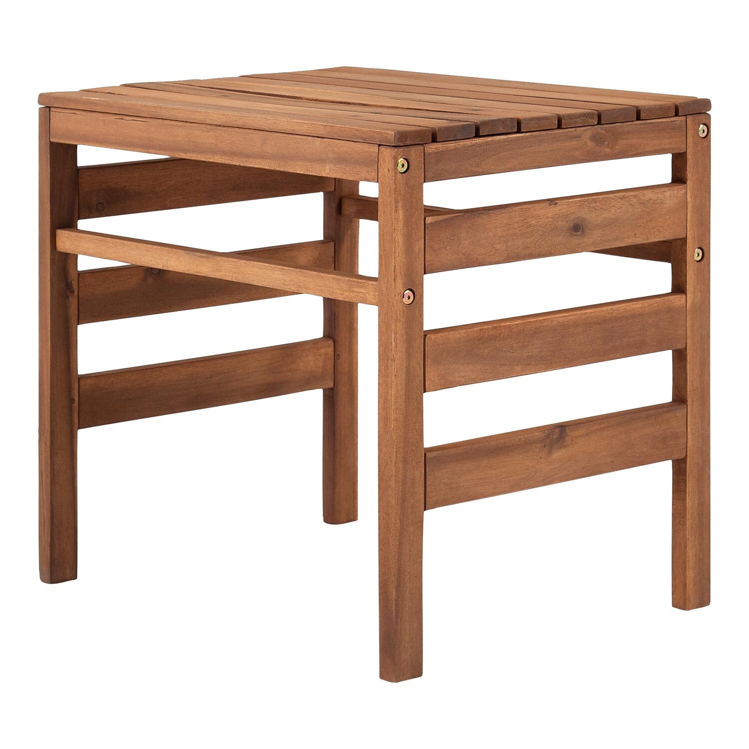 Ultimate Patio Bellelot 24 X 18 Inch Rectangular Acacia Patio End Table - Brown - Angled View thumbnail