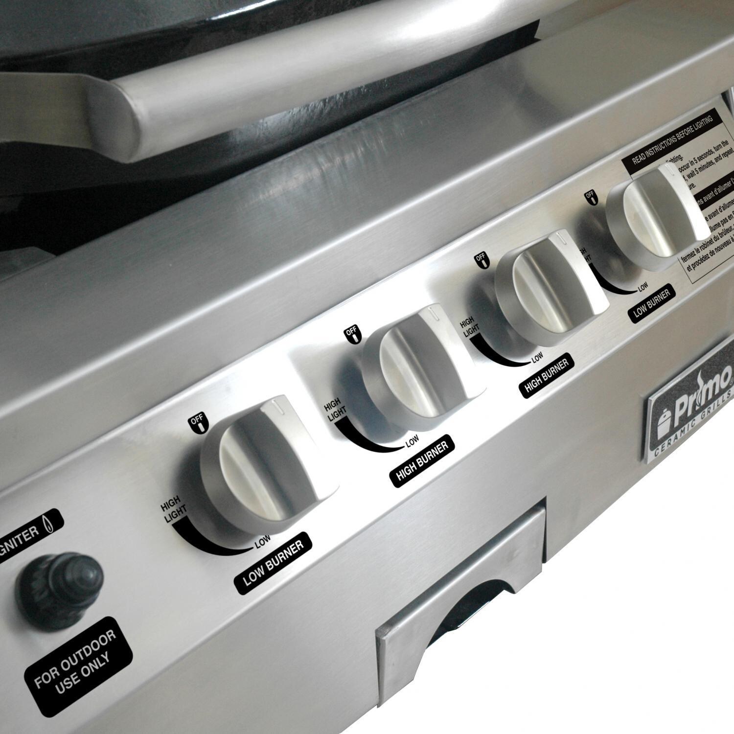 Primo PGGXLH-N Oval G420 36-Inch Ceramic 4-Burner Built-In Kamado Natural Gas Grill - Control Panel thumbnail