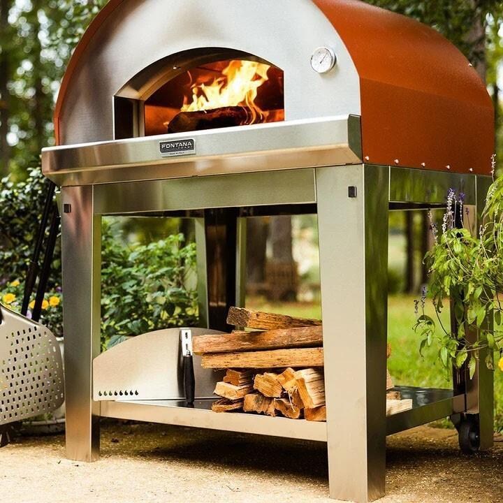 Fontana Forni FTMARIN-S Marinara Wood-Fired - Stainless - Roaring Flames - Lifestyle thumbnail