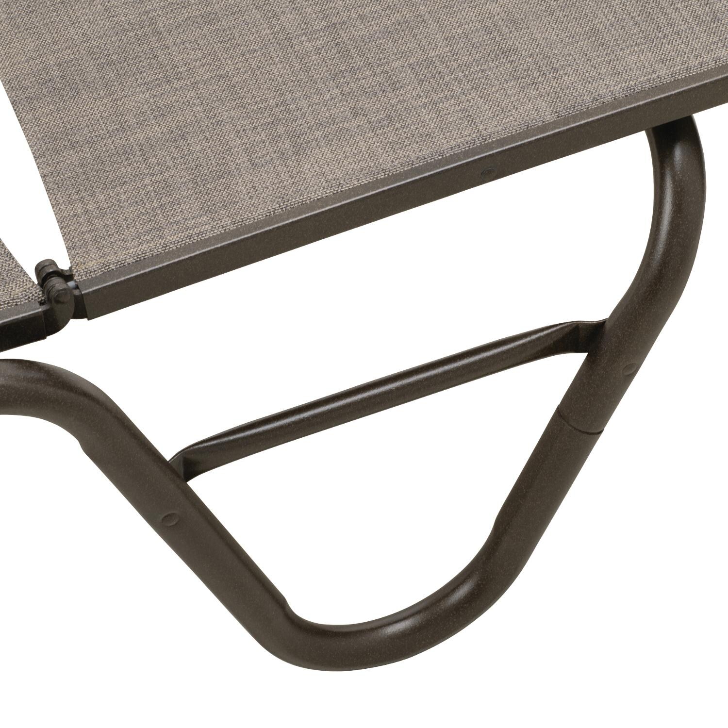 Gardenella Sling Four-Position Lay Flat Stacking Armless Chaise - Adjustment Bar - Textured Aged Bronze/Mocha thumbnail