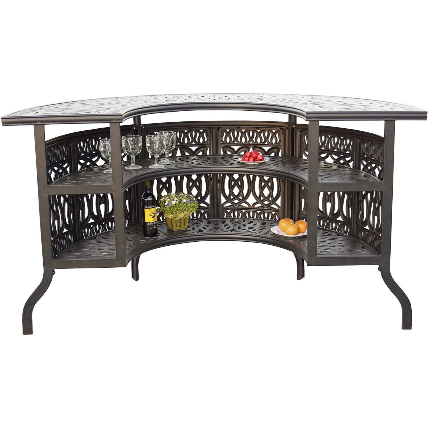 Darlee St. Cruz 5-Piece Patio Bar Set with Cushions and 75 Inch Party Bar - Bar Table Back - White Background thumbnail