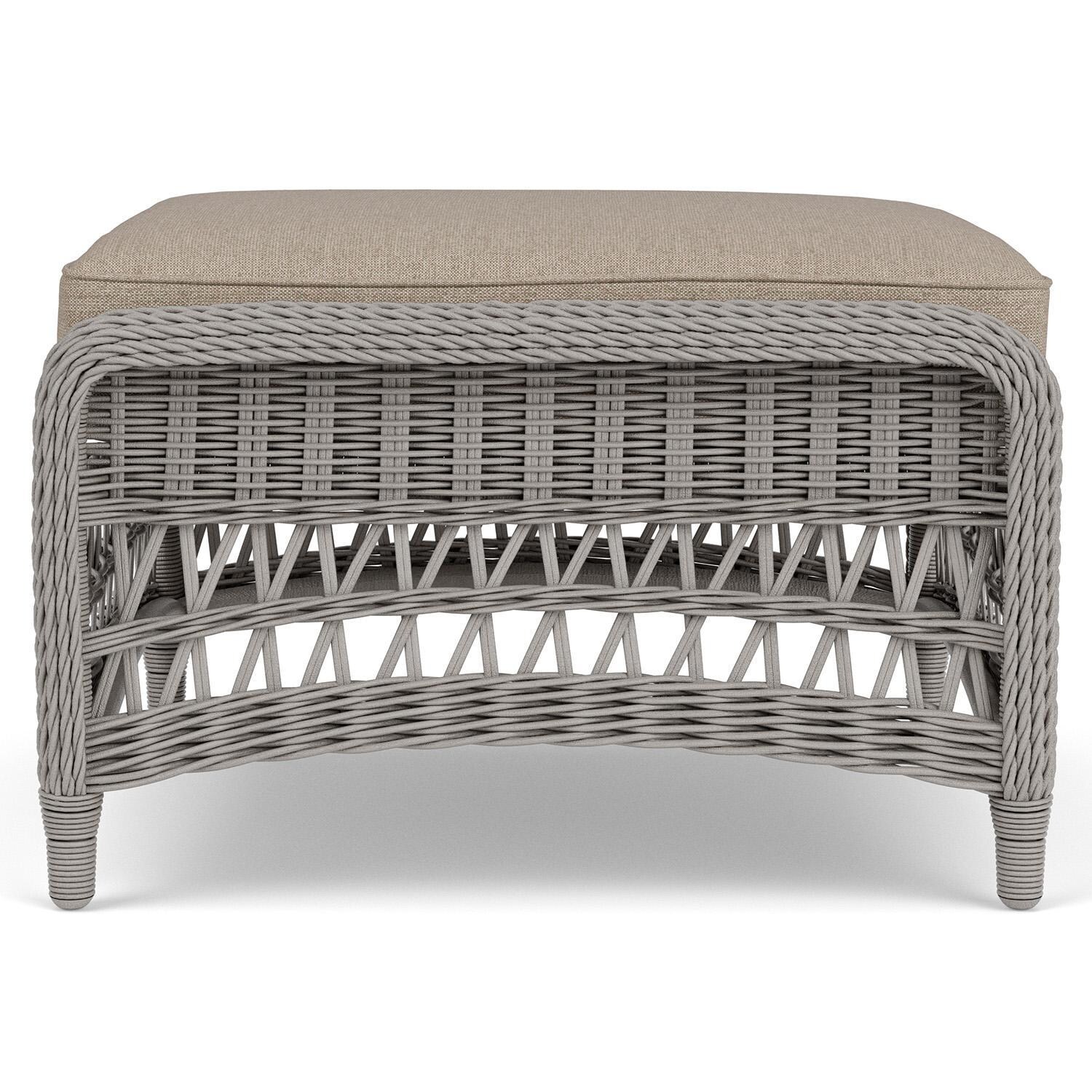 Lloyd Flanders Mackinac Ottoman in Putty Finish with Demo Oatmeal Fabric - Left Side thumbnail