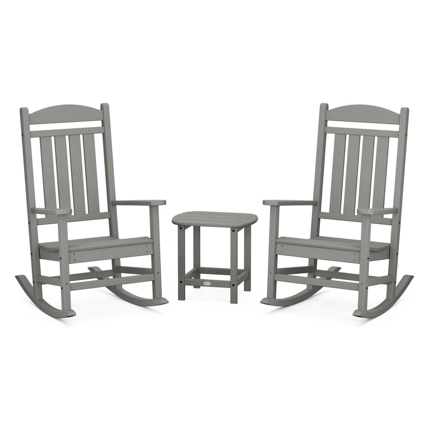 POLYWOOD Slate Grey Presidential Rocker 3-Piece Set w/ South Beach 18-Inch Side Table thumbnail