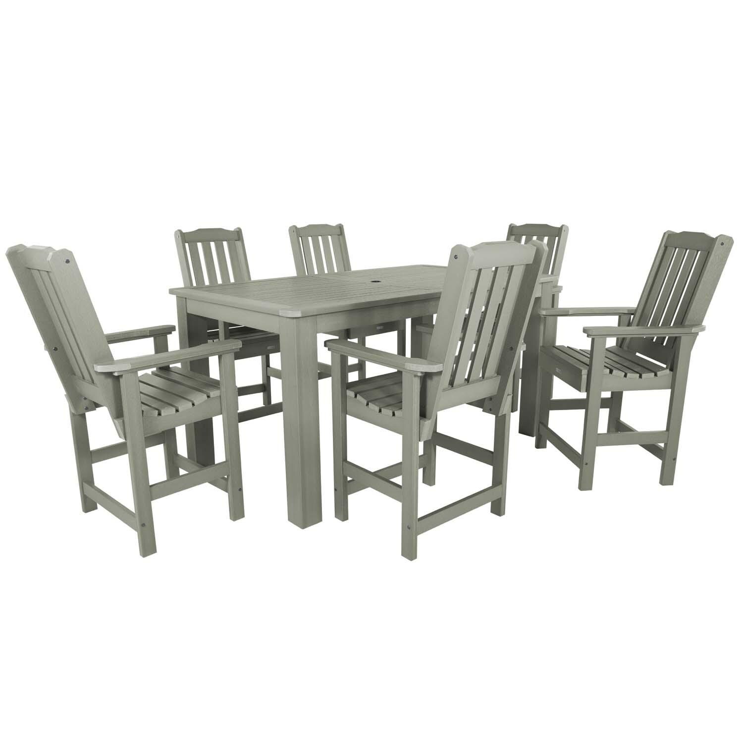 Hart Lane 7 Pc Rectangular Counter Height Dining Set in Eucalyptus By Lakeview Outdoor Designs - White Background thumbnail