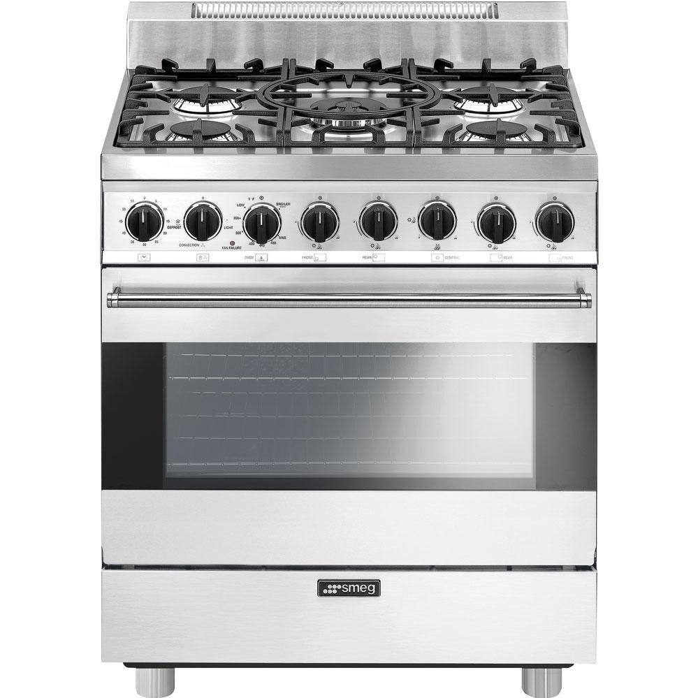 Smeg Classic 30-Inch 5-Burner Natural Gas Range - White - C30GGBU