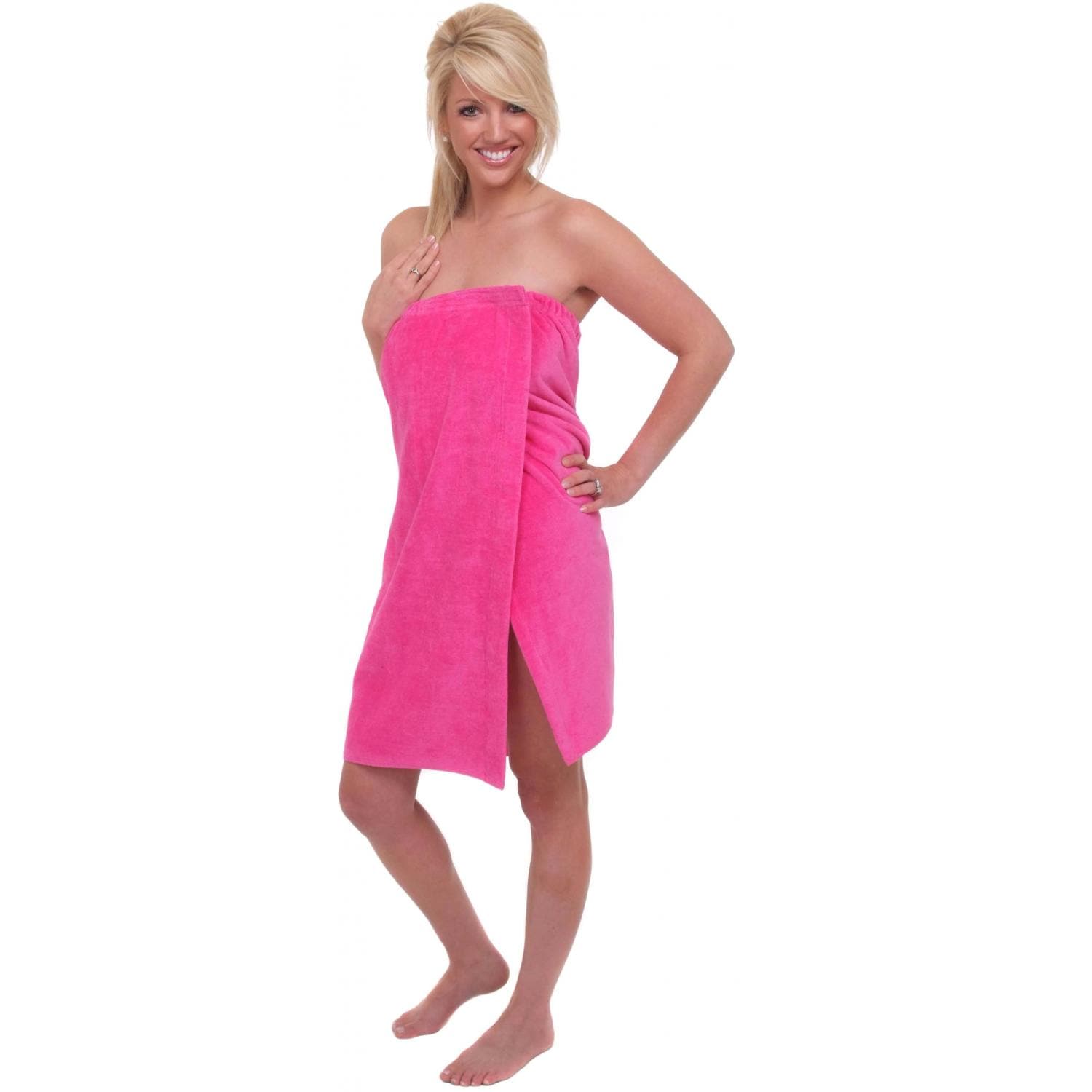 Terry Town Womens Tropical Terry Velour Spa Wrap Towel - Hot Pink