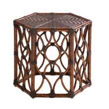 Black Sands 19 1/2 X 22 1/4 Inch Hexagonal All Weather Wicker Patio End Table By Tommy Bahama