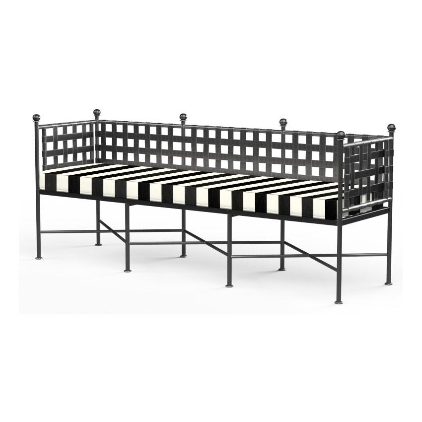 Provence 72 Inch Wrought Iron Bench in Pewter/Cabana Classic by Sunset West