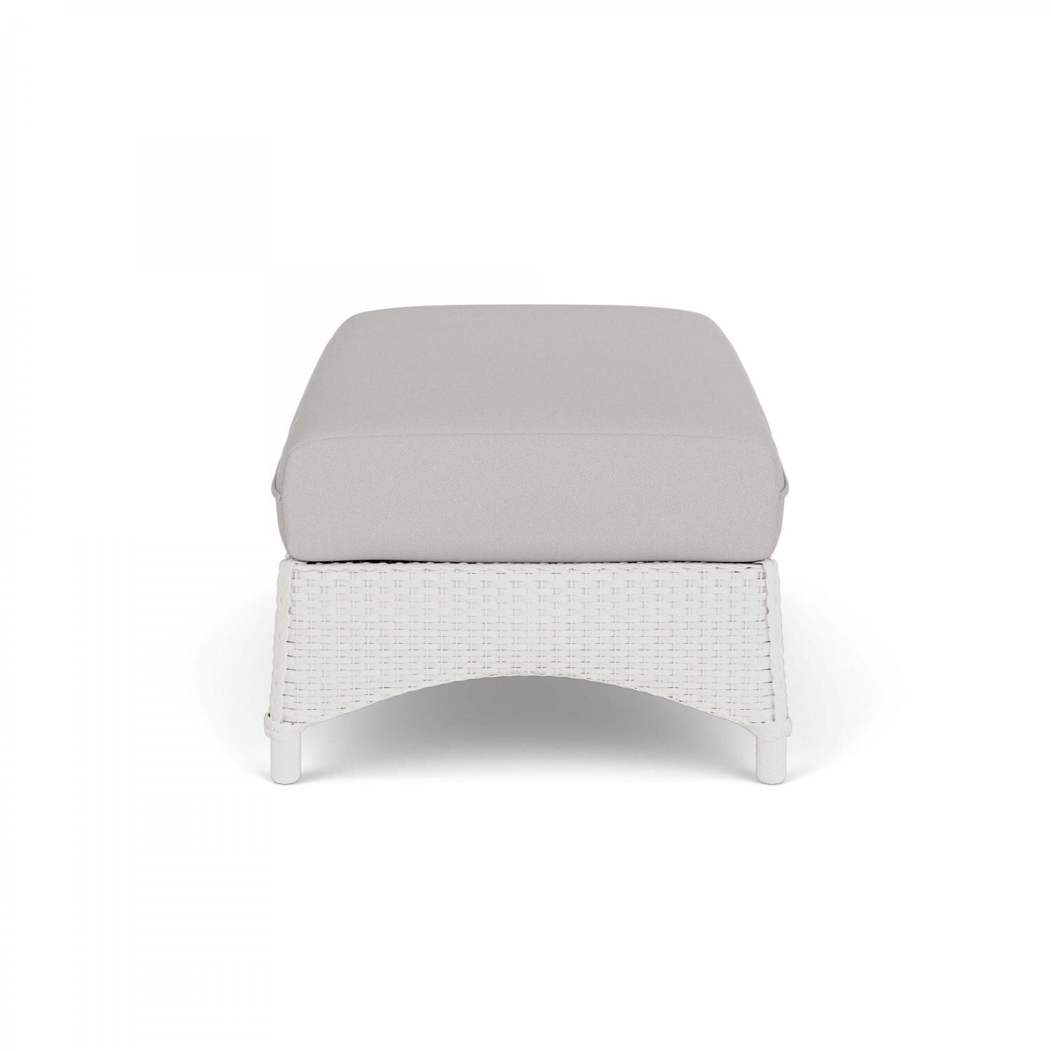 Lloyd Flanders Mandalay Large Ottoman in Matte White Finish with Tundra Dove fabric - Side thumbnail