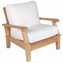 Miami Teak Patio Club Chair W/ Sunbrella Canvas Natural Cushions By Royal Teak Collection