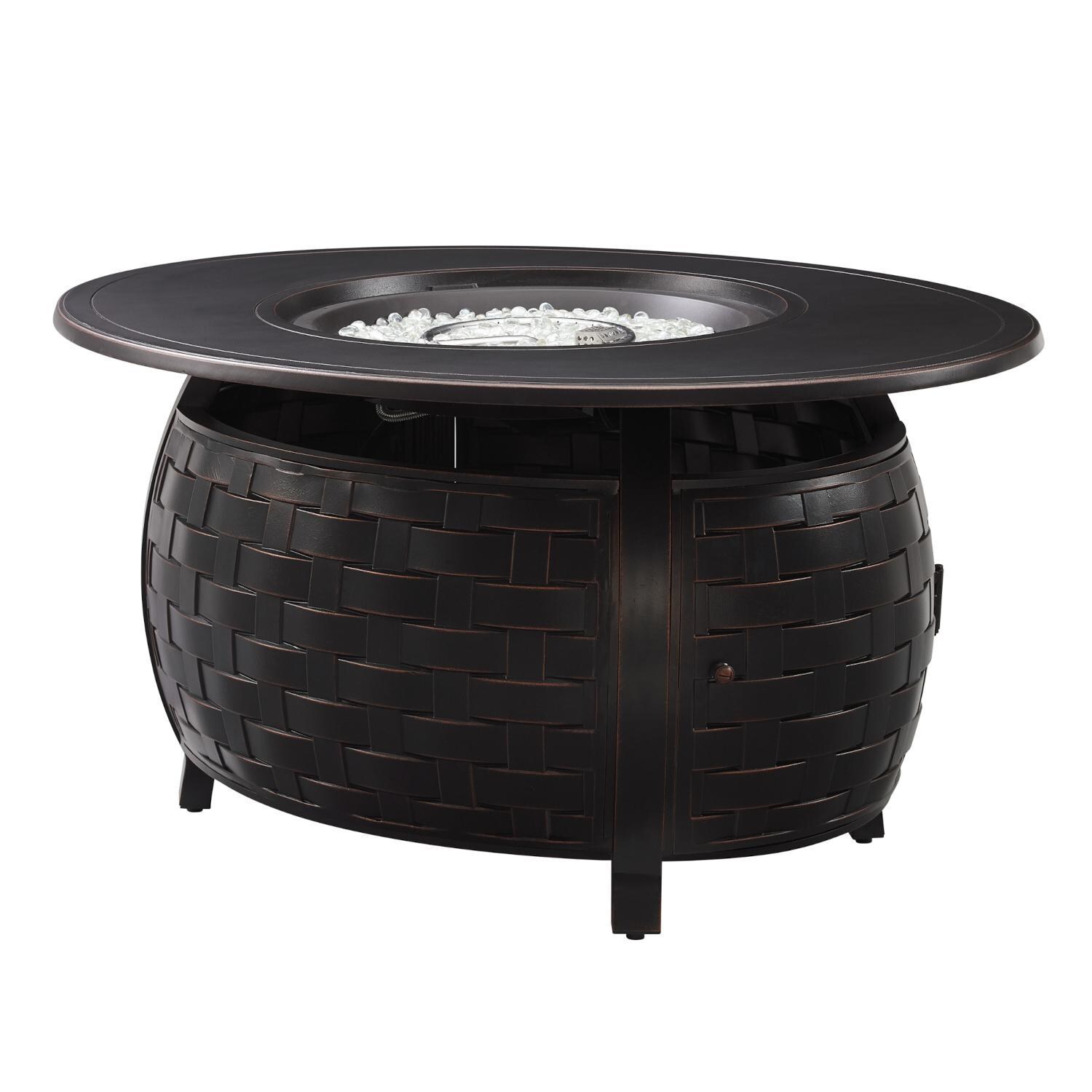 Ultimate Patio 63223-NG Magnolia Way 48-Inch Oval Aluminum Natural Gas Fire Pit - Full View Open thumbnail