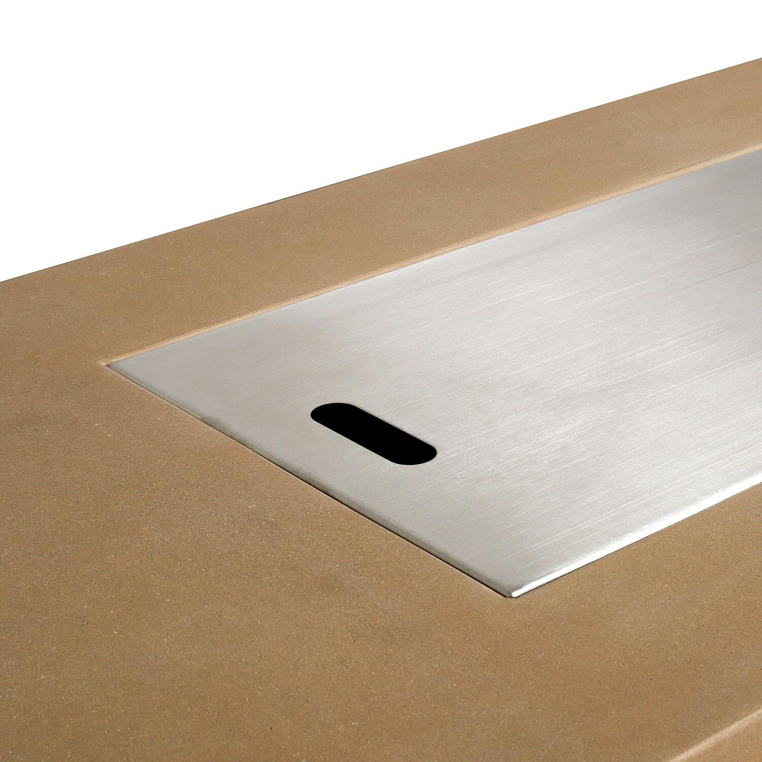 Glenwood 72-in Rectangular Concrete Natural Gas Fire Pit in Sand by Lakeview Outdoor Designs - Burner Lid - Detail thumbnail