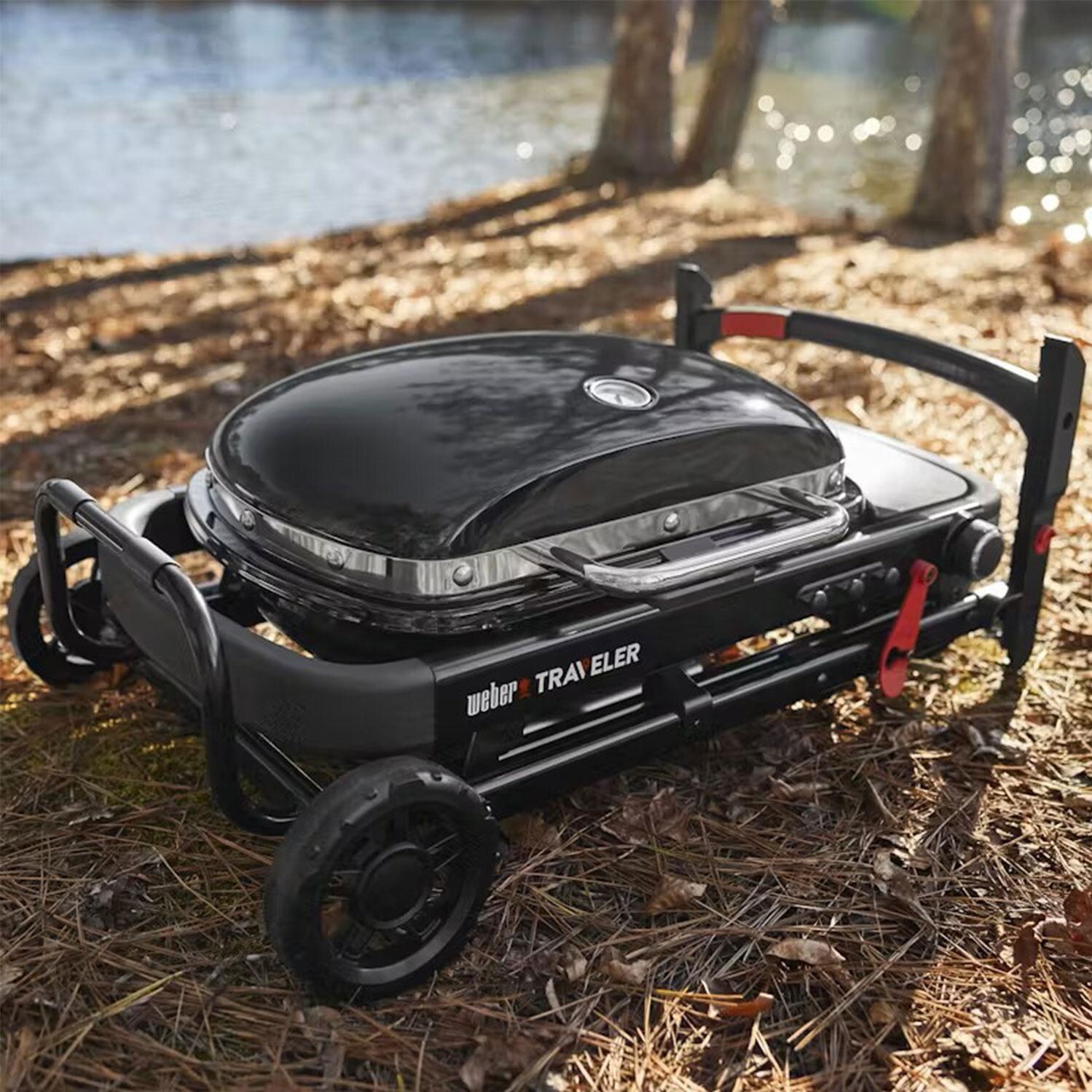 Weber Traveler Compact Cast Iron Portable Propane Gas Grill