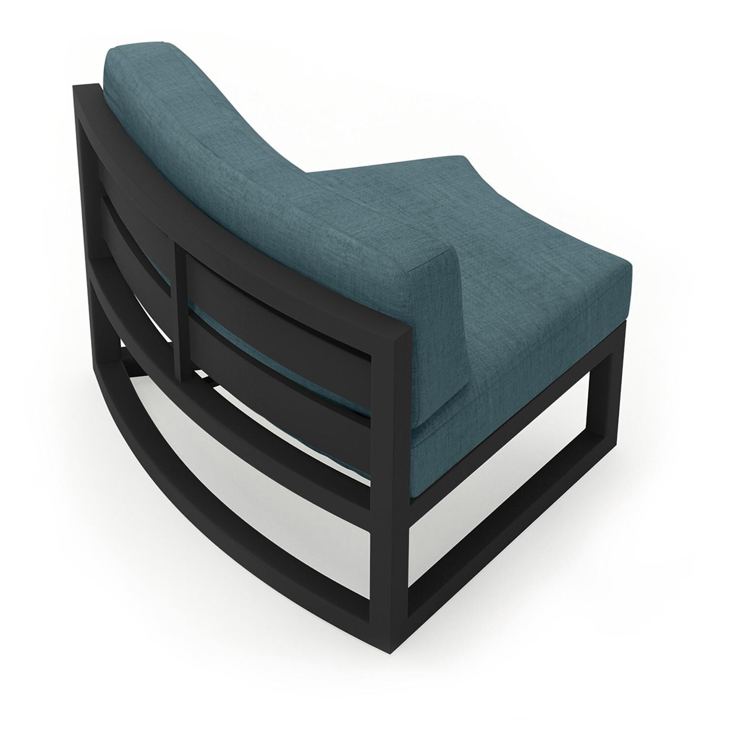 Lakeview MSTYCV-BK-CRVS-CL Misty Cove 2 Pc Aluminum Curve Club Chair in Black w/Cast Lagoon Cushions by Lakeview Outdoor Designs - Angled Back - White Background thumbnail