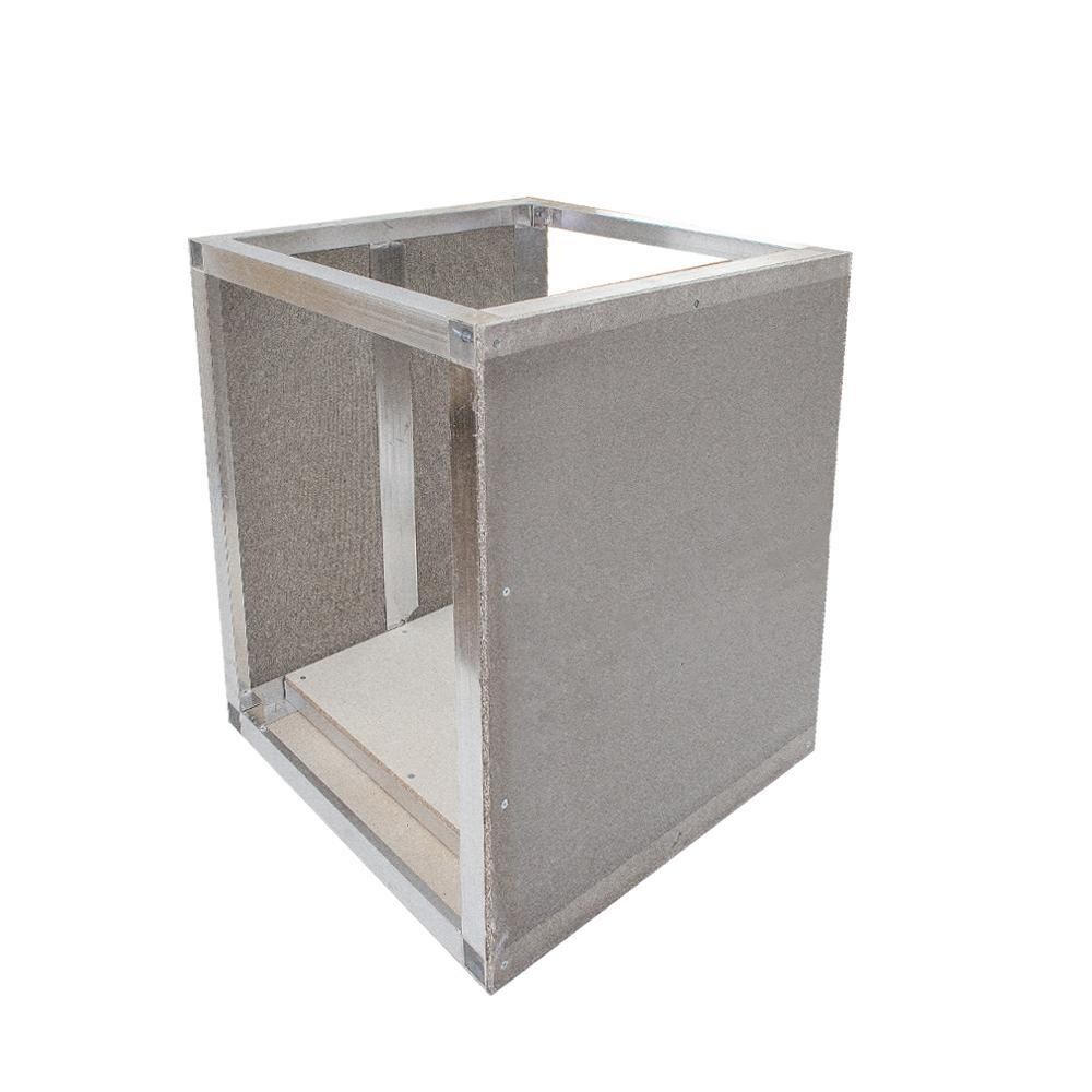 Compact Refrigerator Cabinet 32W X 35H Easy Outdoor Kitchen Frame Kit With Cement Board By Grilletics - Left-Side Angled View thumbnail