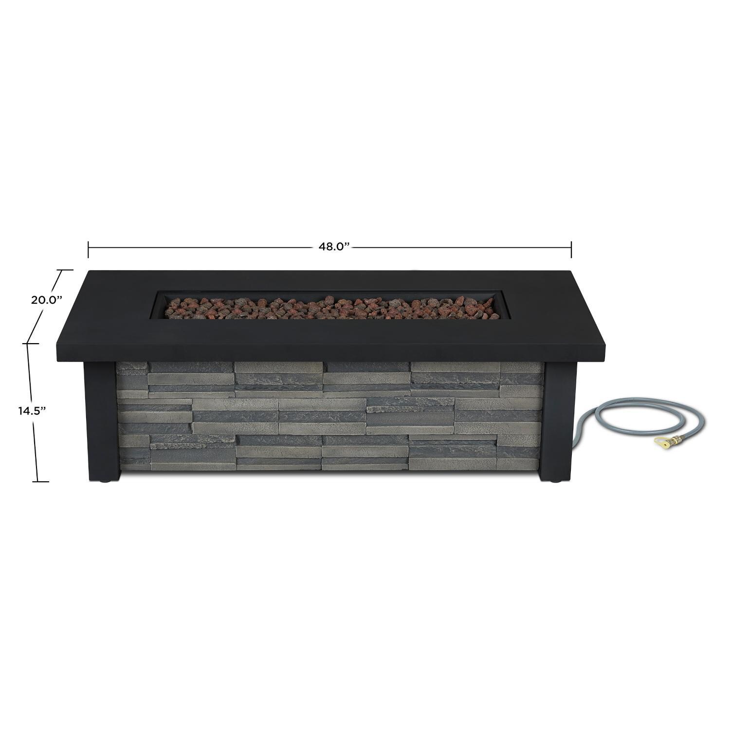 Lakeview Outdoor Designs SC-C1460NG-SS Mysticwood 48-Inch Rectangle Natural Gas Fire Table - Dimensions thumbnail