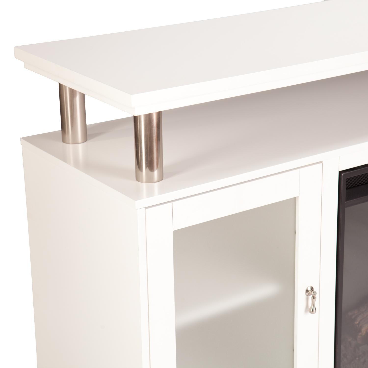 Southern Enterprises Cabrini 60-Inch Electric Fireplace Media Console - White - Top Shelf Detail thumbnail