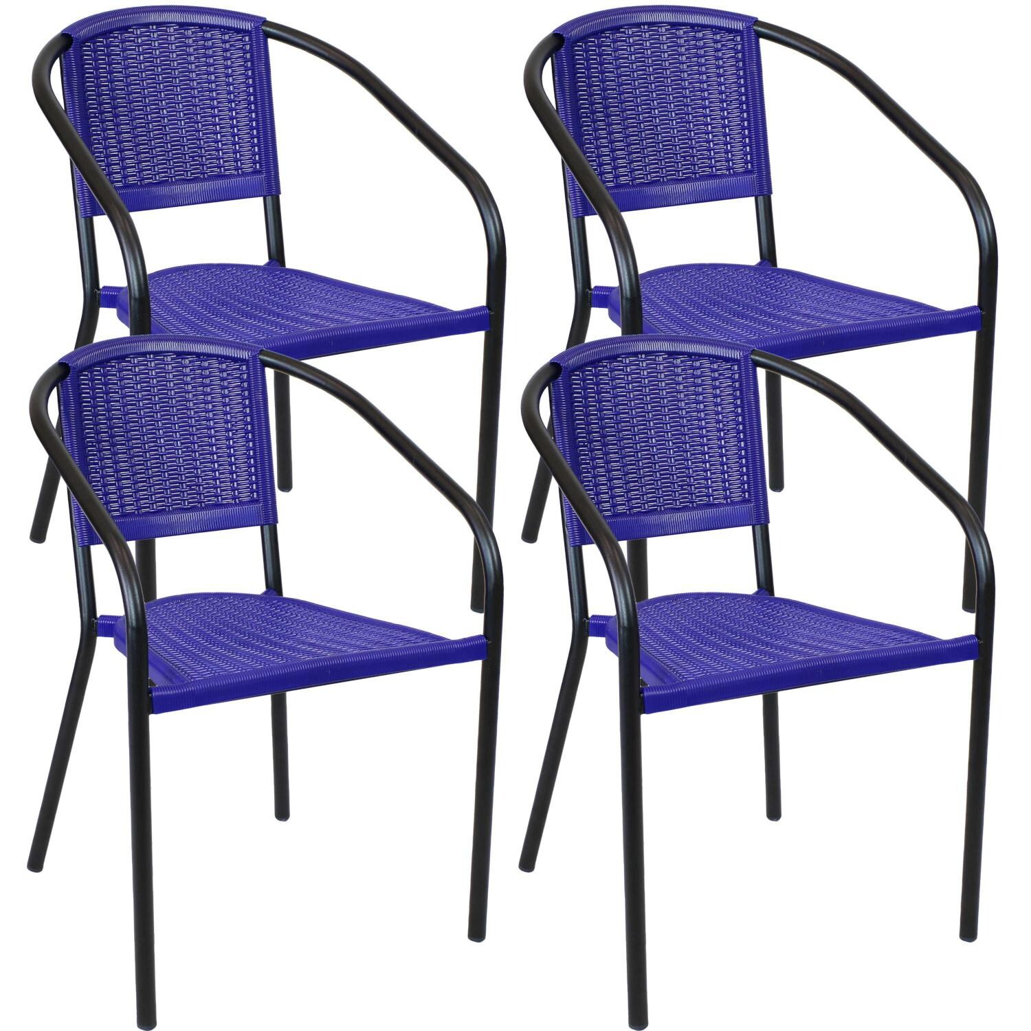 Sunnydaze Decor Aderes Outdoor Arm Chair - Set of 4 - Indigo - RBW-129-4PK