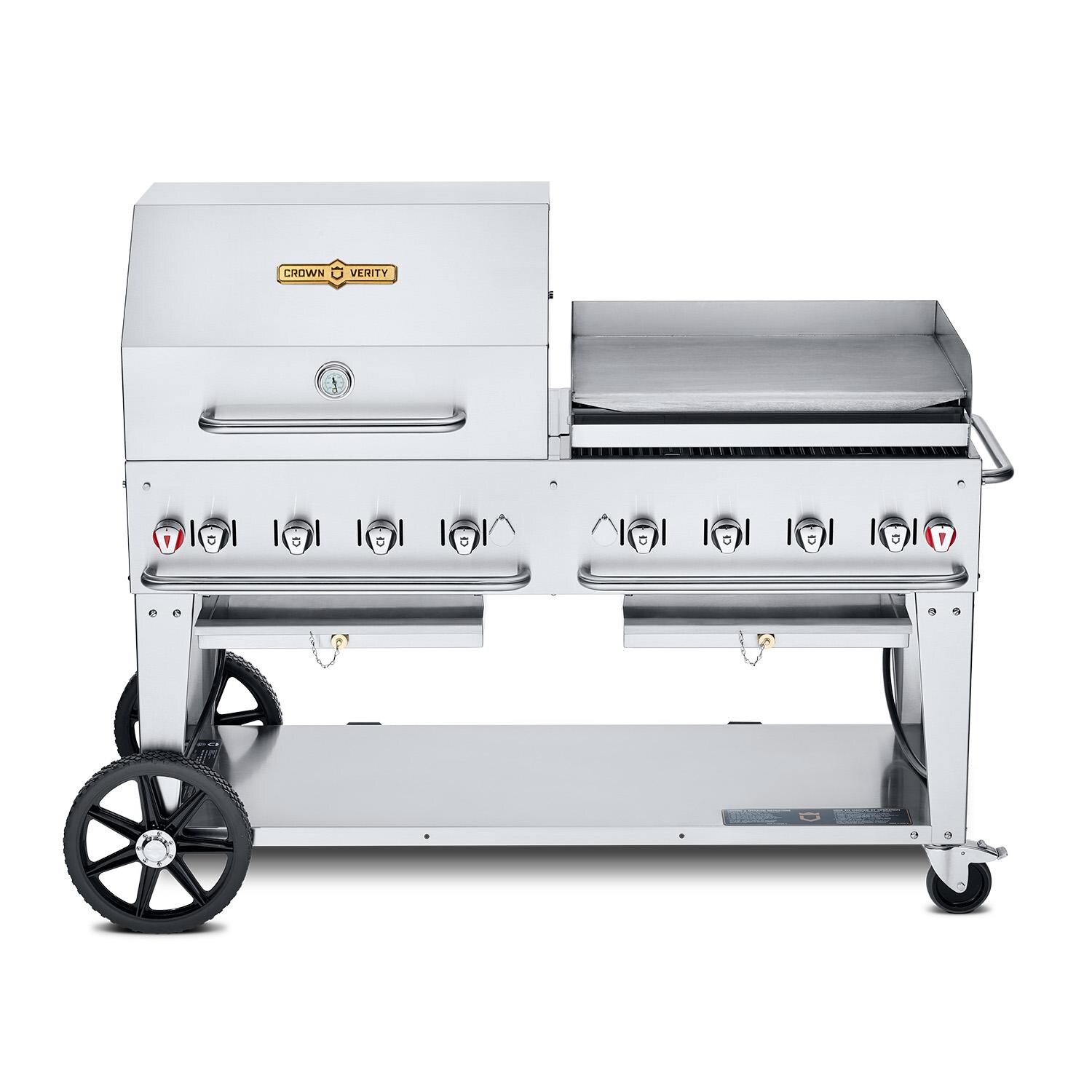 Crown Verity 60-in Single Inlet (Bulk Tanks Only) Mobile Propane Grill Dome & Griddle Package - CV-MCB-60-SI-BULK-RGP